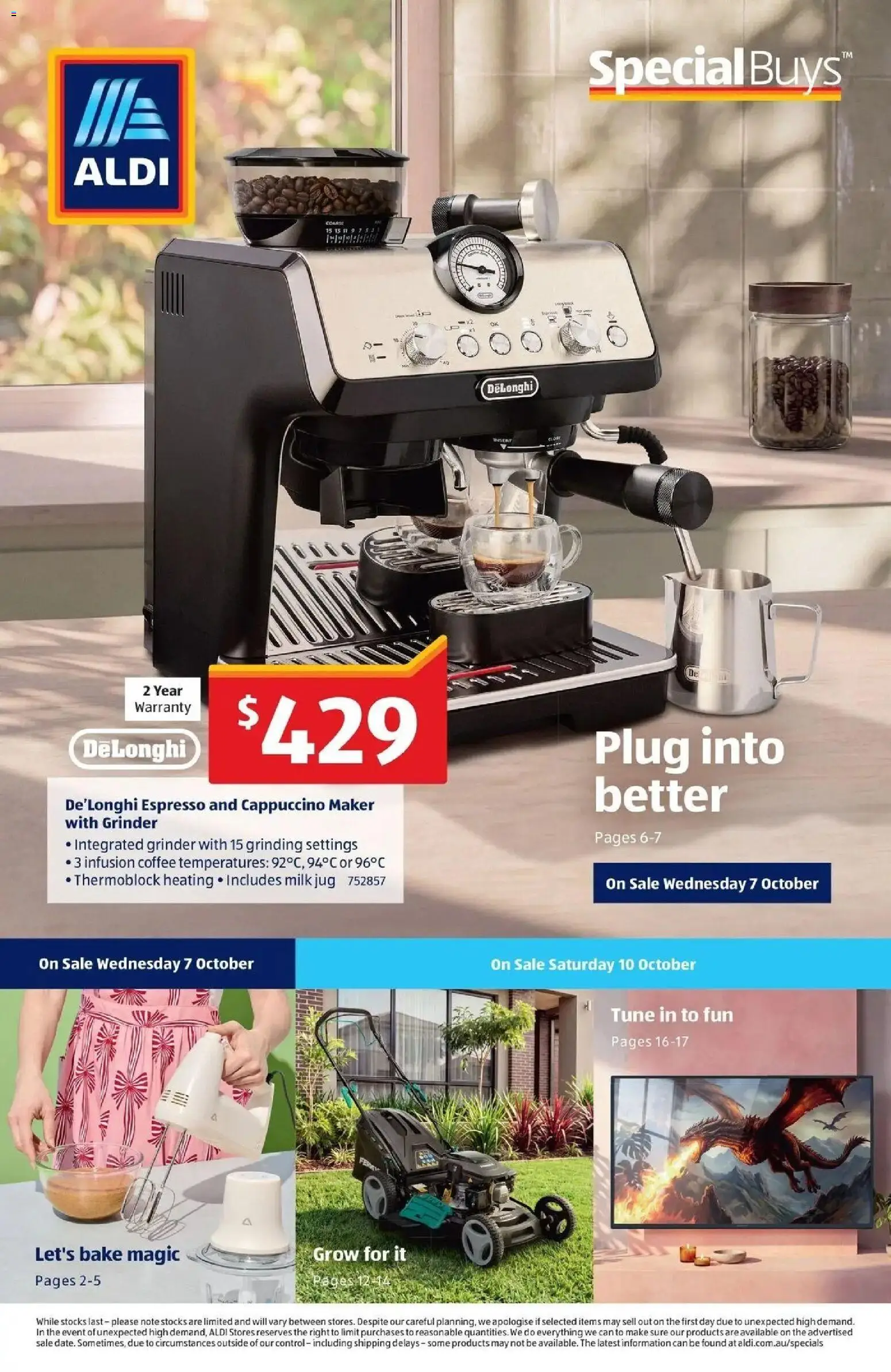 Aldi catalogue - valid from 07/10/2026 | Page: 1 | Products: Milk, Coffee, Cappuccino, Grinder