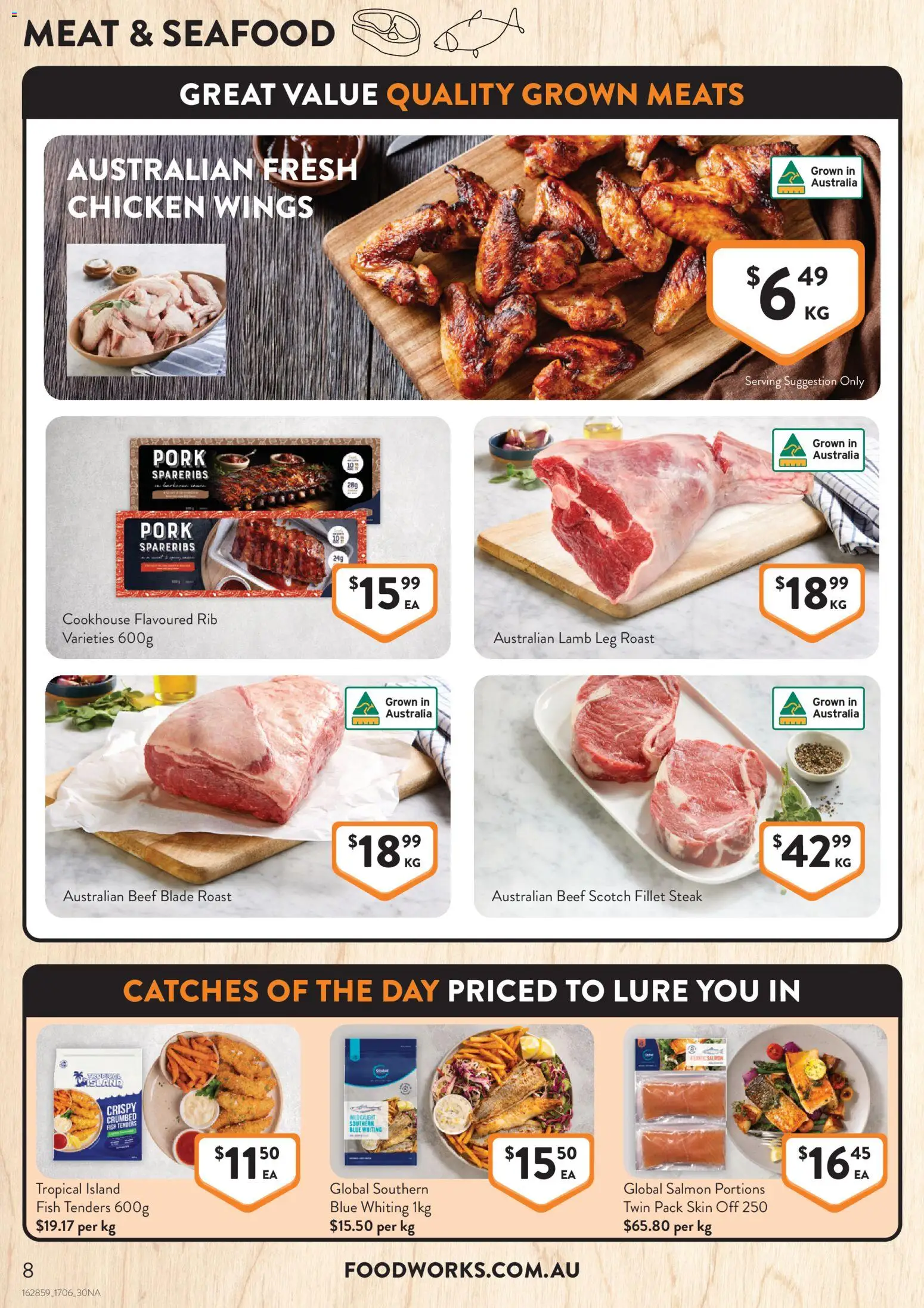Foodworks catalogue - valid from 17.06.2026 | Page: 8 | Products: Chicken, Pork, Salmon, Seafood