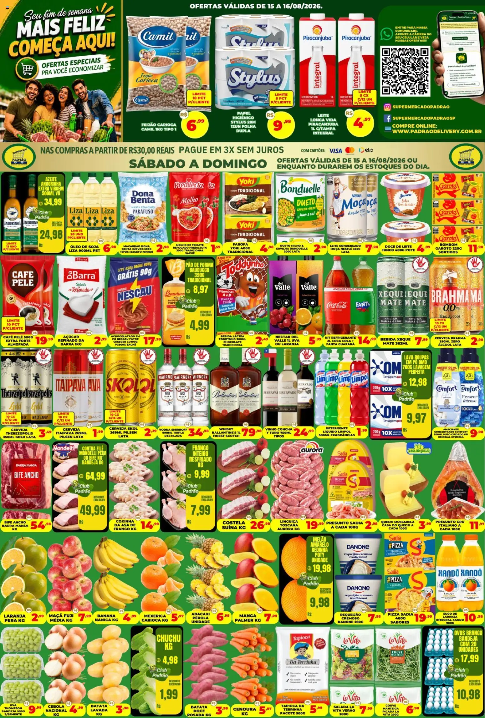 Supermercado Padrão Folheto - válido de 15/08/2026 | Página: 1 | Produtos: Melão, Presunto, Presunto cru, Cenoura
