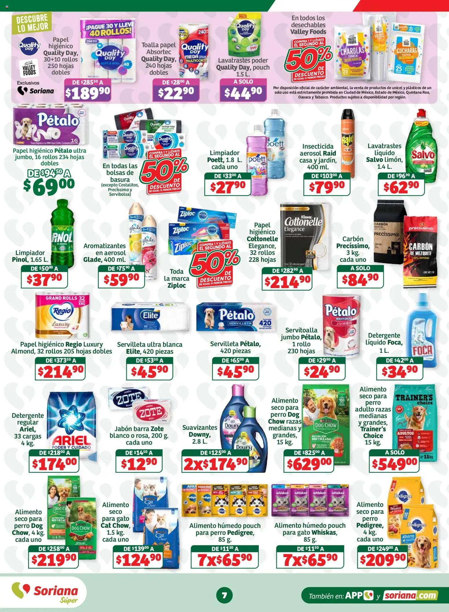 Nuevas ofertas de Soriana válidas en toda la República Mexicana desde el 11/09/2026. ¡Encuentra las mejores ofertas en Soriana Súper - En México oferta se dice Soriana Súper Nacional! | Página: 7 | Productos: Limpiador, Toalla, Barra, Jabón