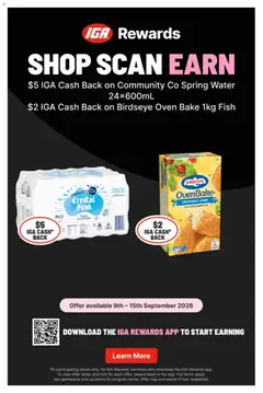 Preview of IGA catalogue - valid from 09/09/2026 | Page: 22 | Products: Spring water, Fish, Water, Oven