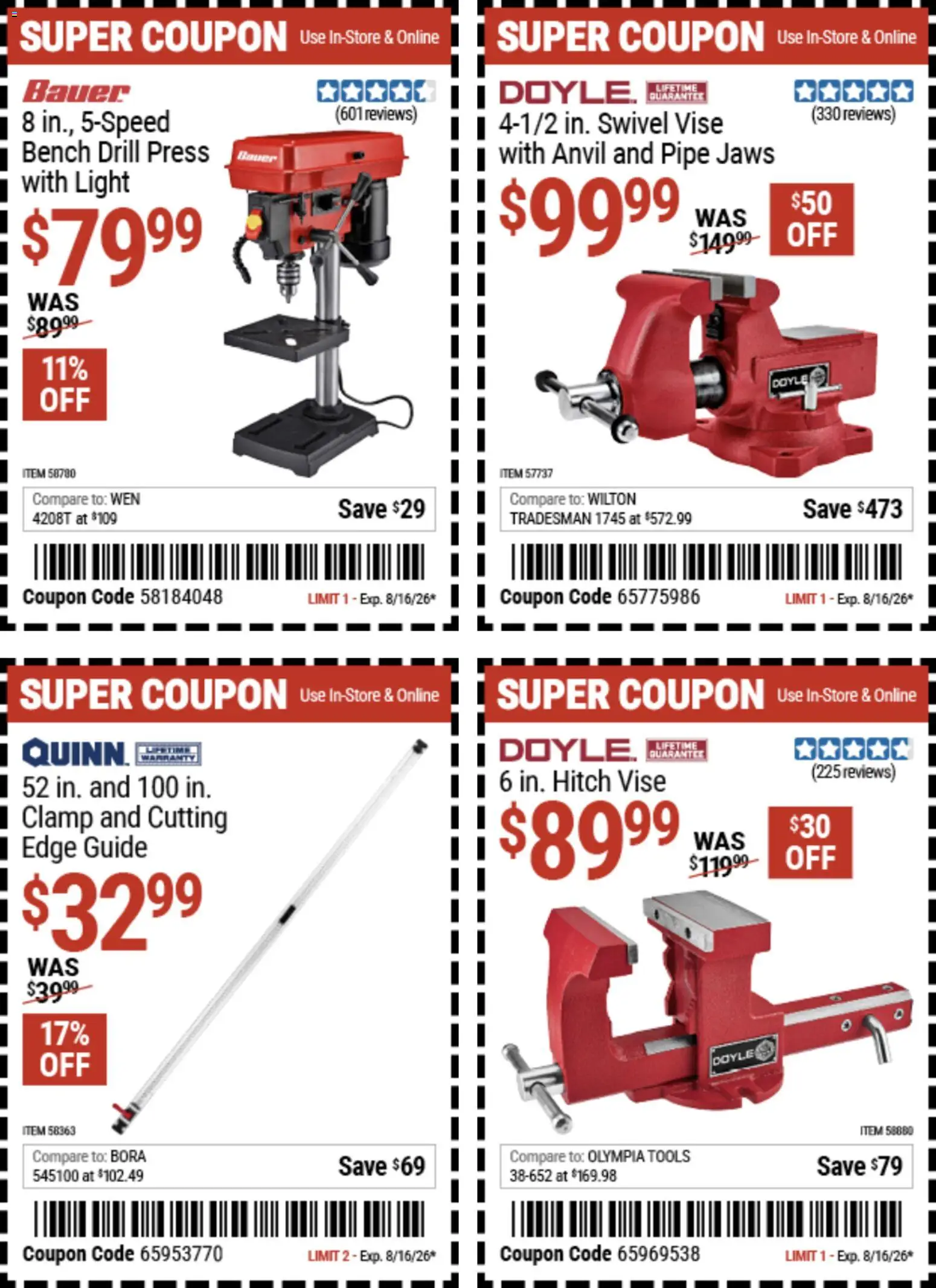 Harbor Freight Weekly Ad - valid from 08/03/2026 | Page: 22 | Products: Press, Pipe, Clamp, Swivel