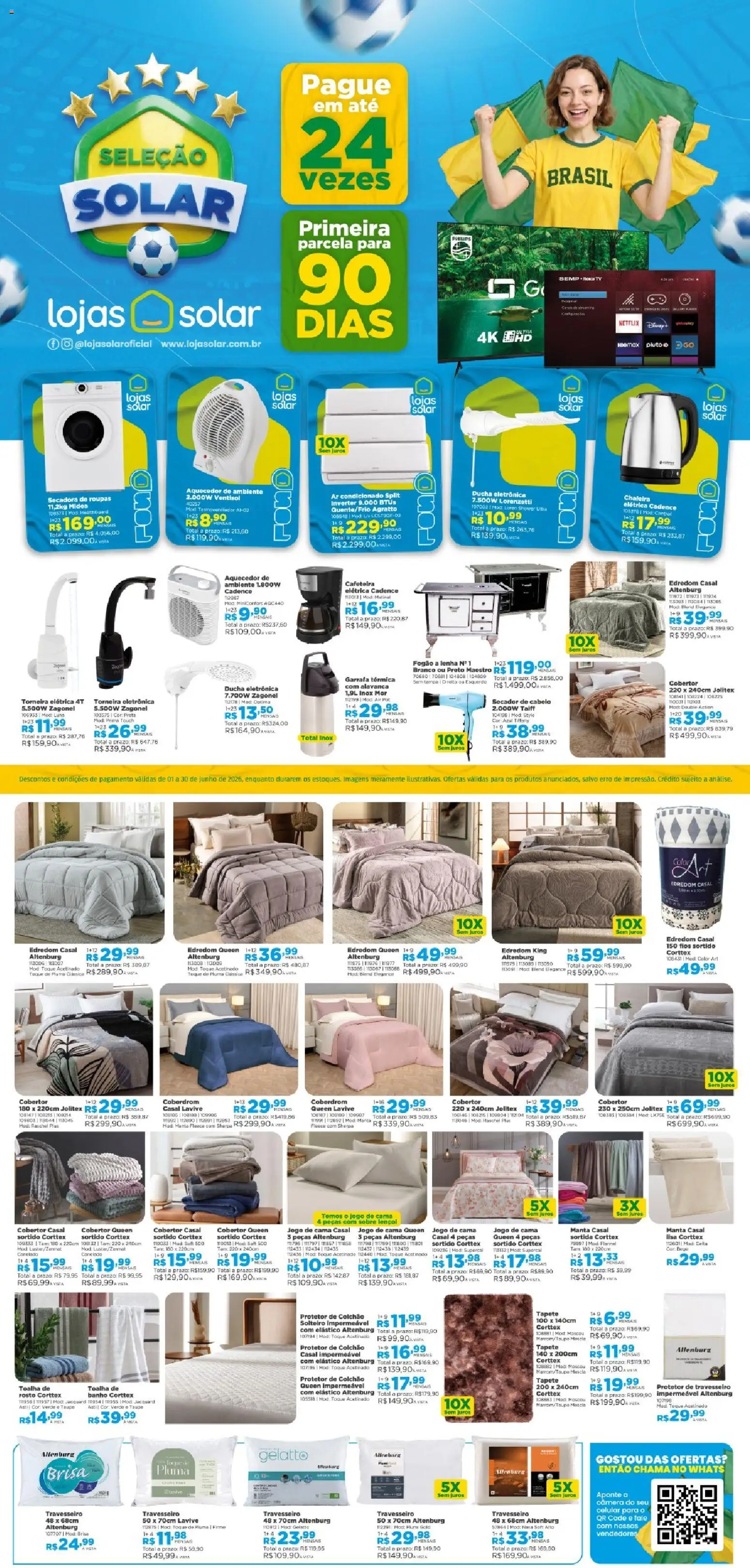 Lojas Solar Folheto - válido de 01.06.2026 | Página: 1 | Produtos: Secador de cabelo, Edredom, Cama, Torneira