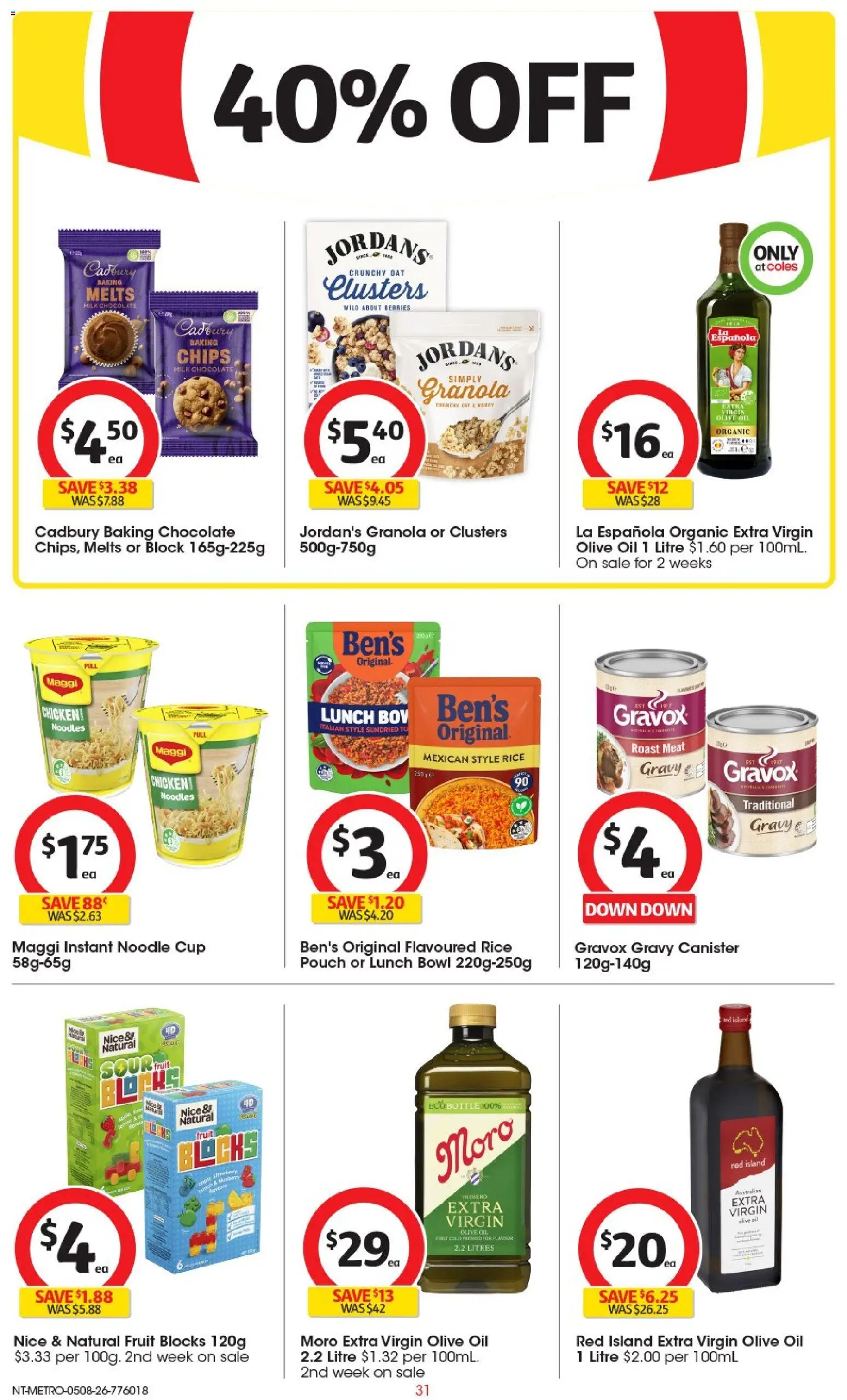 Coles catalogue - valid from 05/08/2026 | Page: 31 | Products: Chocolate, Granola, Noodles, Meat