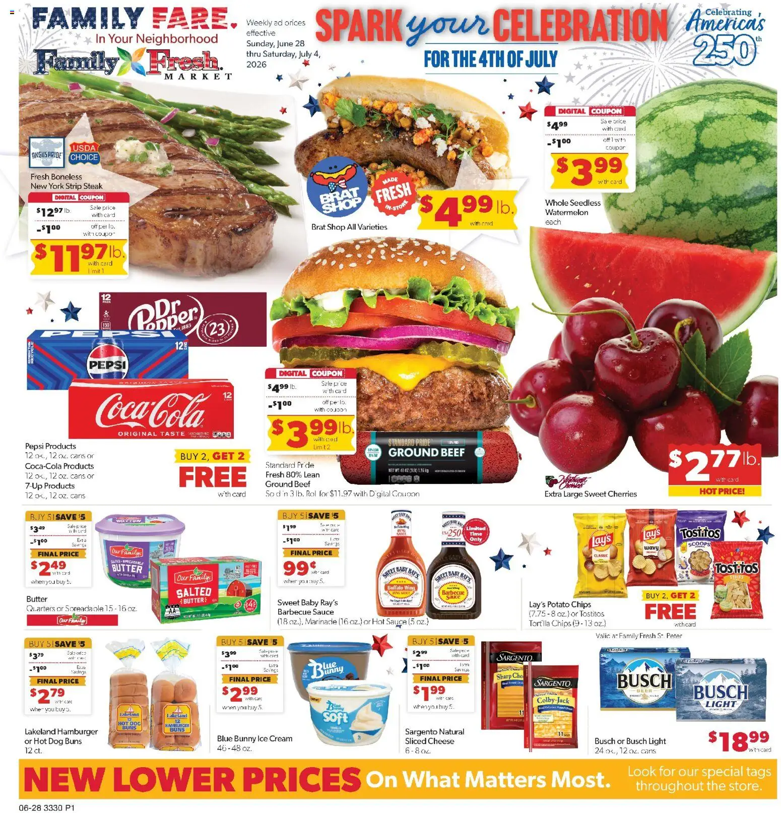 Family Fare Weekly Ad - MN - valid from 06/28/2026 | Page: 1 | Products: Cherries, Cheese, Cream, Ice cream