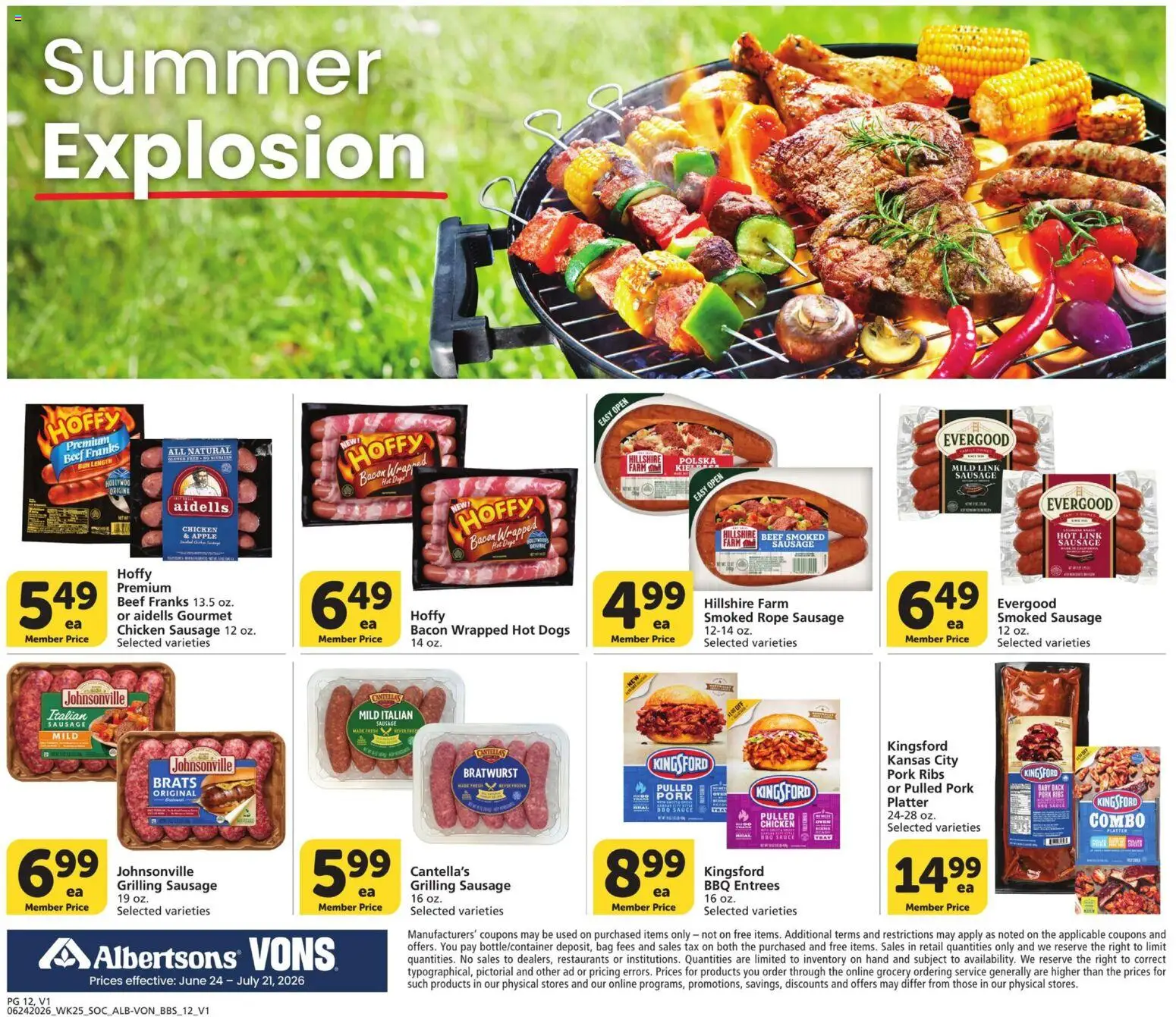 Vons Big Book of Savings - valid from 06/24/2026 | Page: 12 | Products: Pork, Sausage, Hot Dogs, Gun