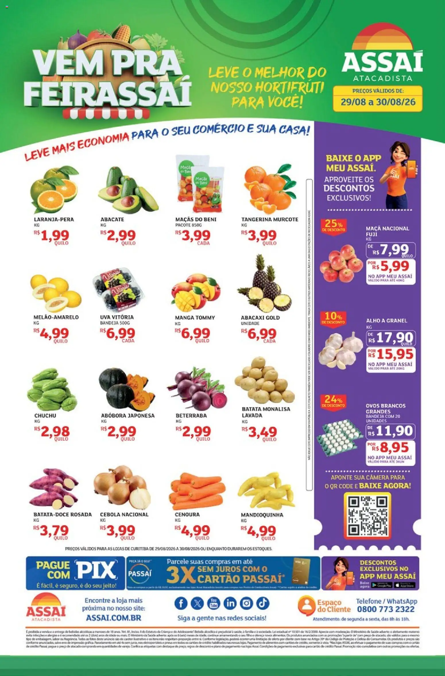 Assaí Atacadista Folheto - válido de 29/08/2026 | Página: 1 | Produtos: Cebola, Mandioquinha, Uva, Batata
