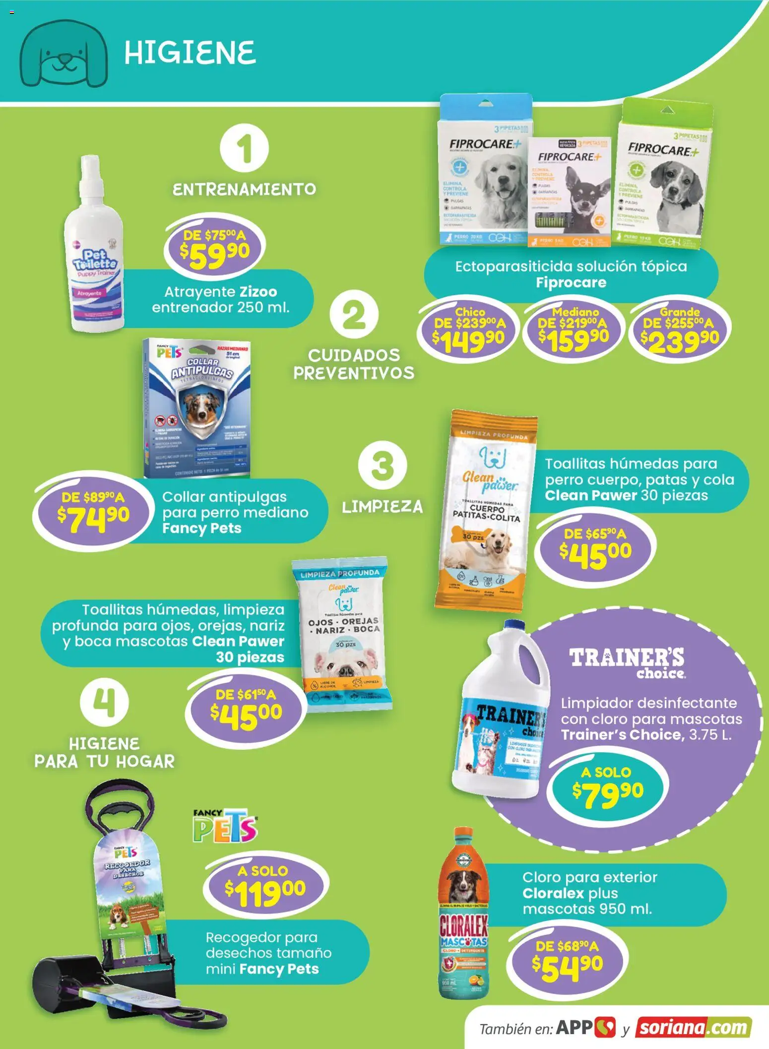 Nuevas ofertas de Soriana válidas en toda la República Mexicana desde el 13/08/2026. ¡Encuentra las mejores ofertas en Soriana Especial Mascotas Híper Nacional! | Página: 9 | Productos: Toallitas húmedas, Limpiador, Cloro, Collar