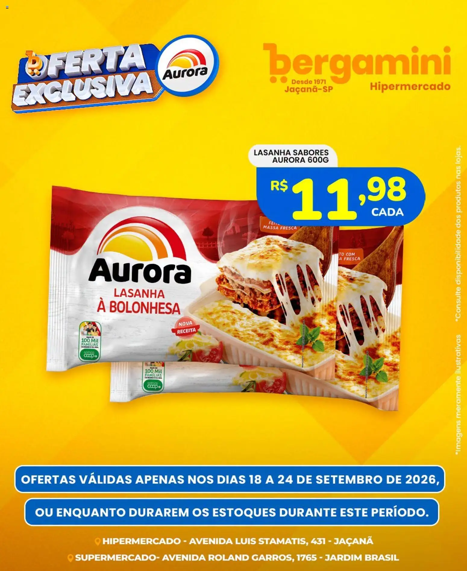 Supermercado Bergamini Folheto - válido de 18/09/2026 | Página: 3 | Produtos: Massa, Lasanha