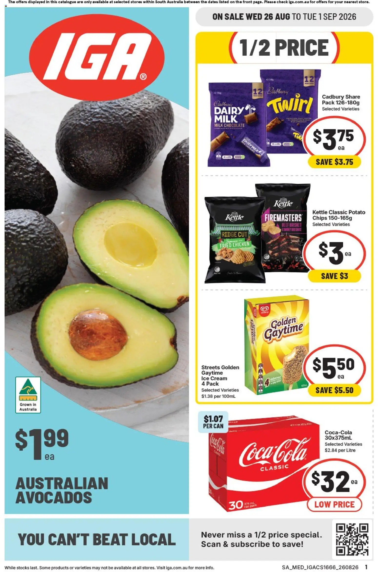 IGA catalogue - valid from 26/08/2026 | Page: 1 | Products: Dairy, Chicken, Cream, Ice