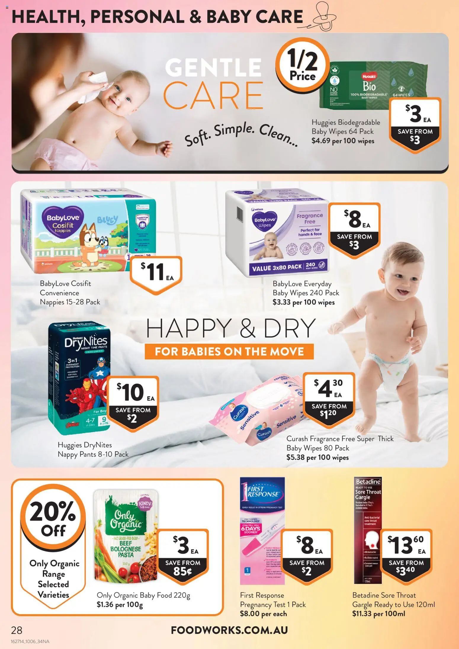 Foodworks catalogue - valid from 10.06.2026 | Page: 28 | Products: Nappies, Pasta, Baby food, Treatment