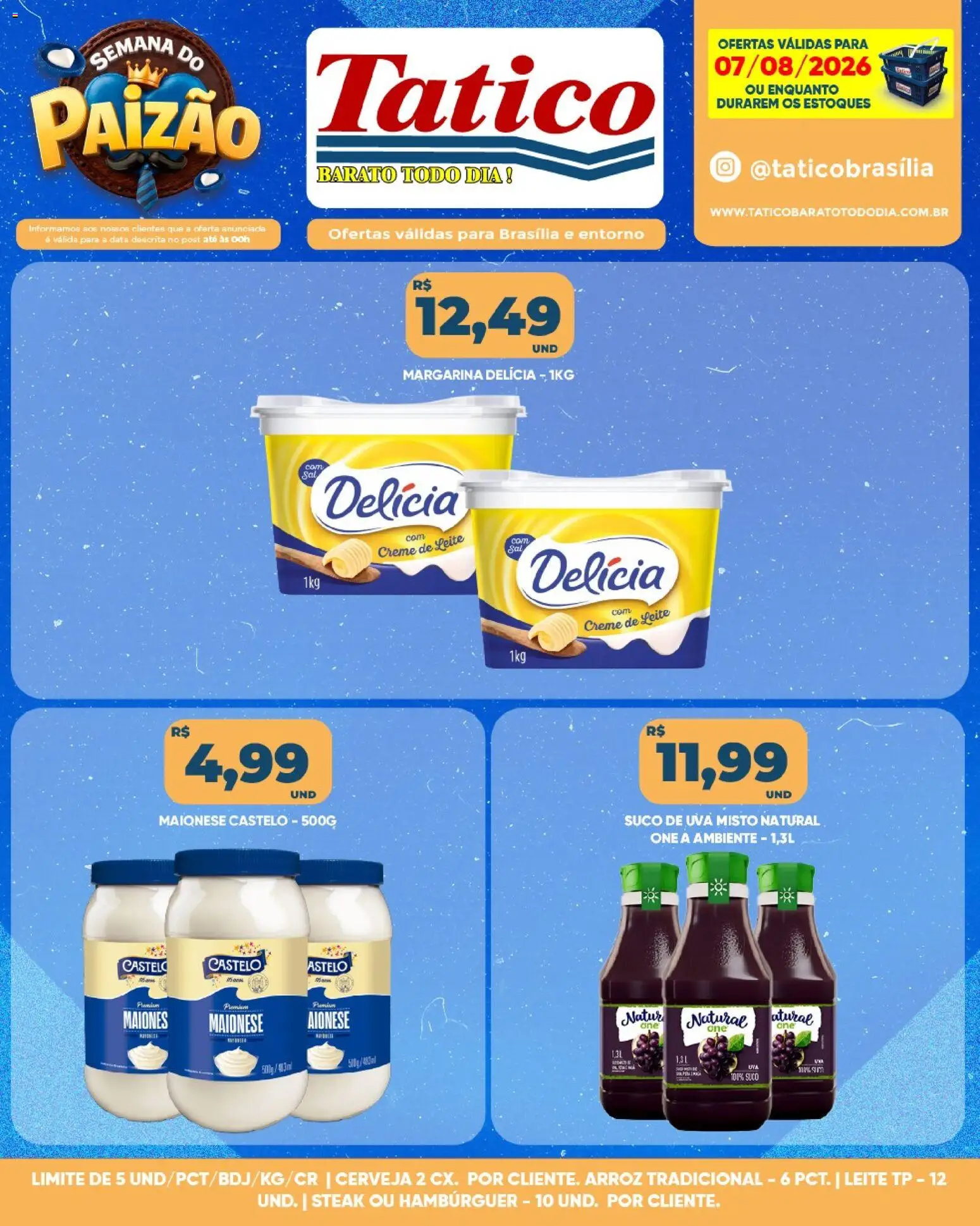 Tatico Folheto - válido de 08/08/2026 | Página: 24 | Produtos: Steak, Leite, Arroz, Creme de leite