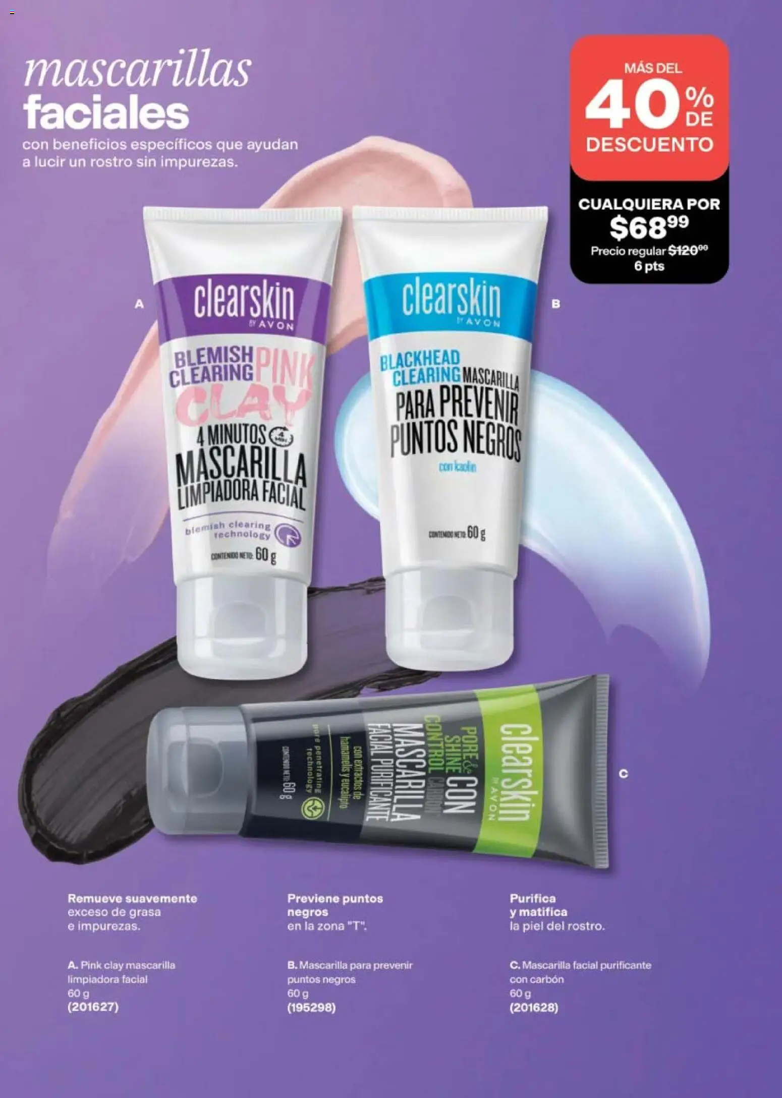 Nuevas ofertas de AVON válidas en toda la República Mexicana desde el 10/07/2026. ¡Encuentra las mejores ofertas en AVON campaña 11 2026! | Página: 133 | Productos: Mascarillas, Mascarilla