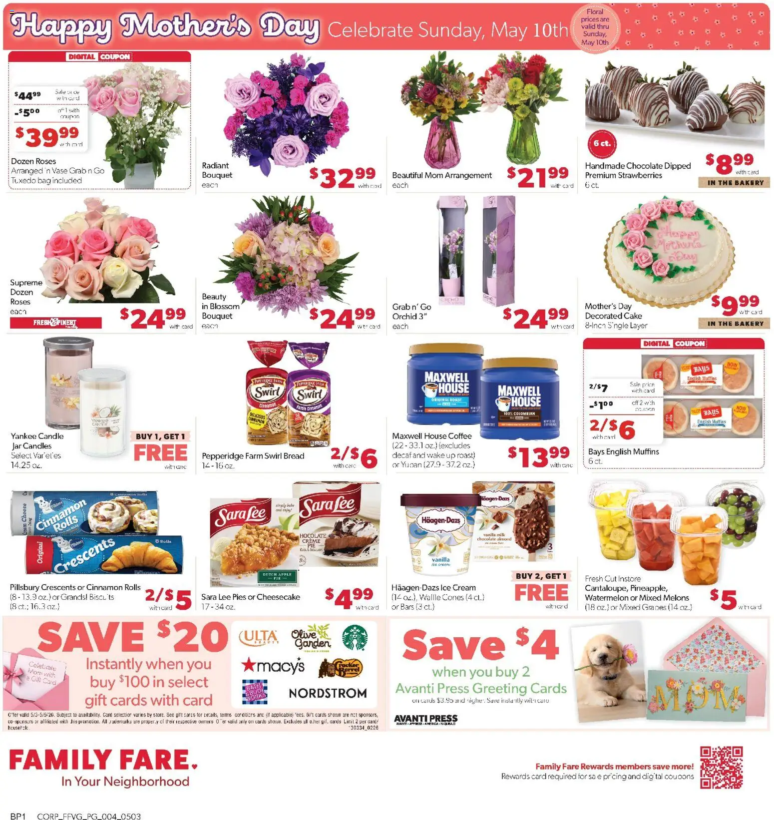 Family Fare Weekly Ad - MI - valid from 03.05.2026 | Page: 5 | Products: Milk, Bread, Cheesecake, Bag