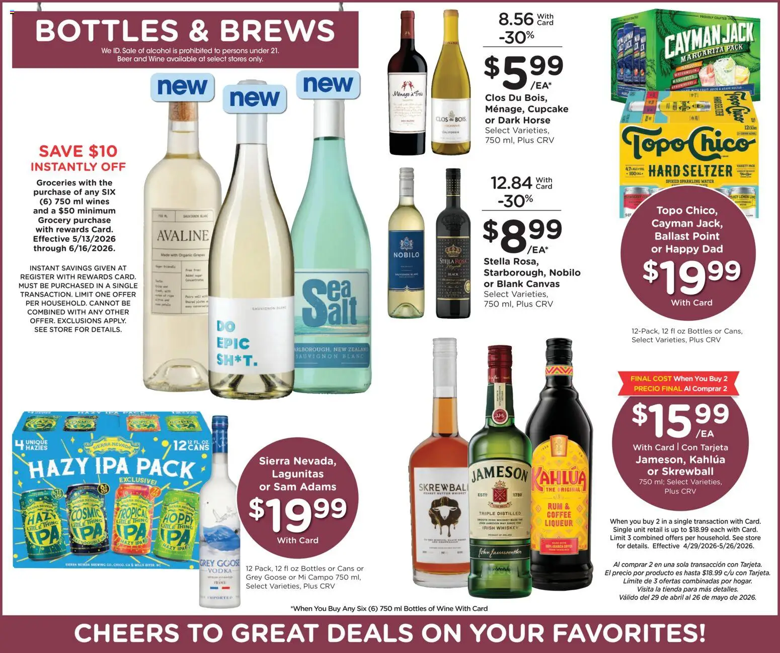 Ralphs Weekly Ad - valid from 20.05.2026 | Page: 11 | Products: Wine, Beer, Whiskey, Water