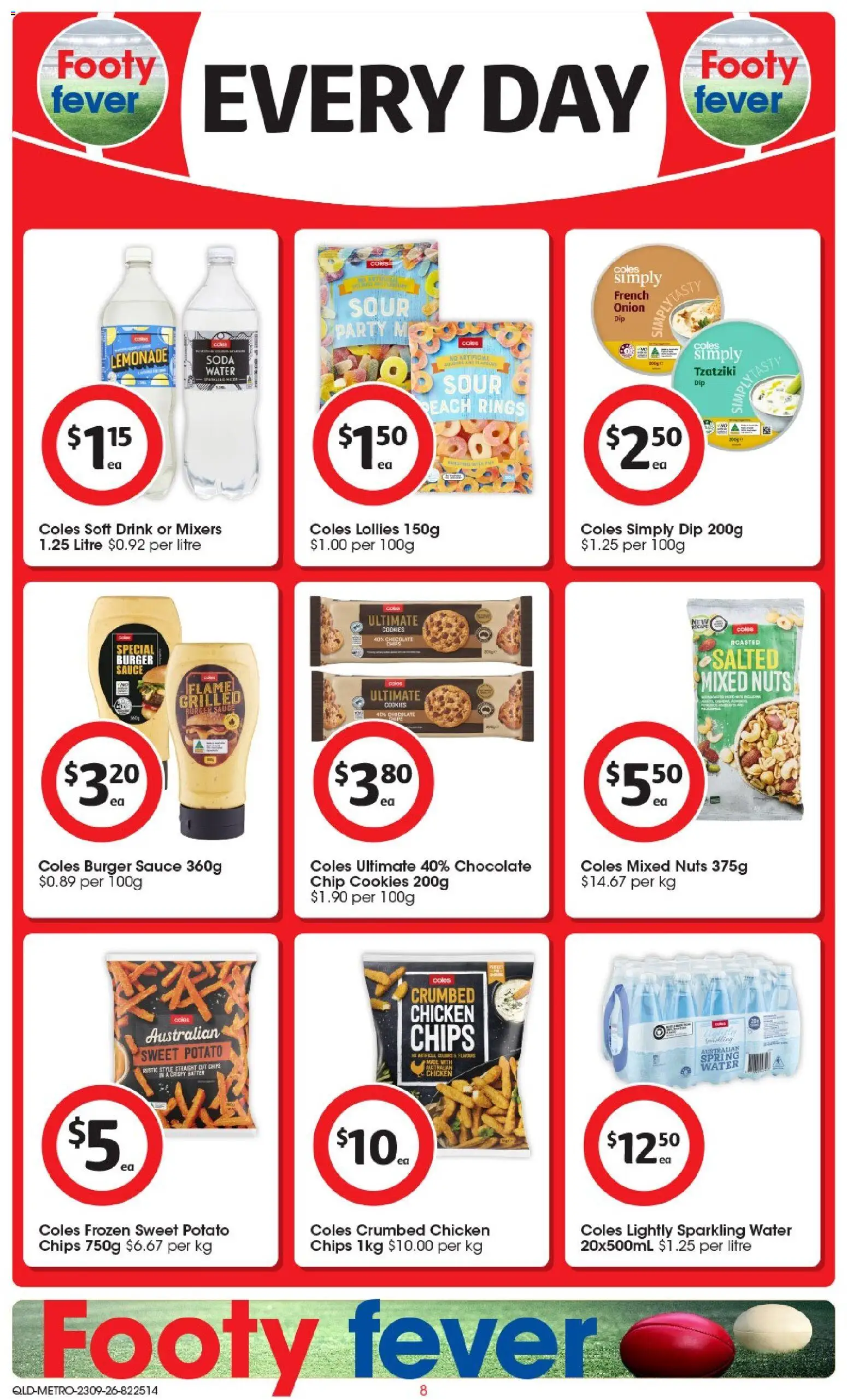 Coles catalogue - valid from 23/09/2026 | Page: 8 | Products: Chips, Water, Sauce, Cookies