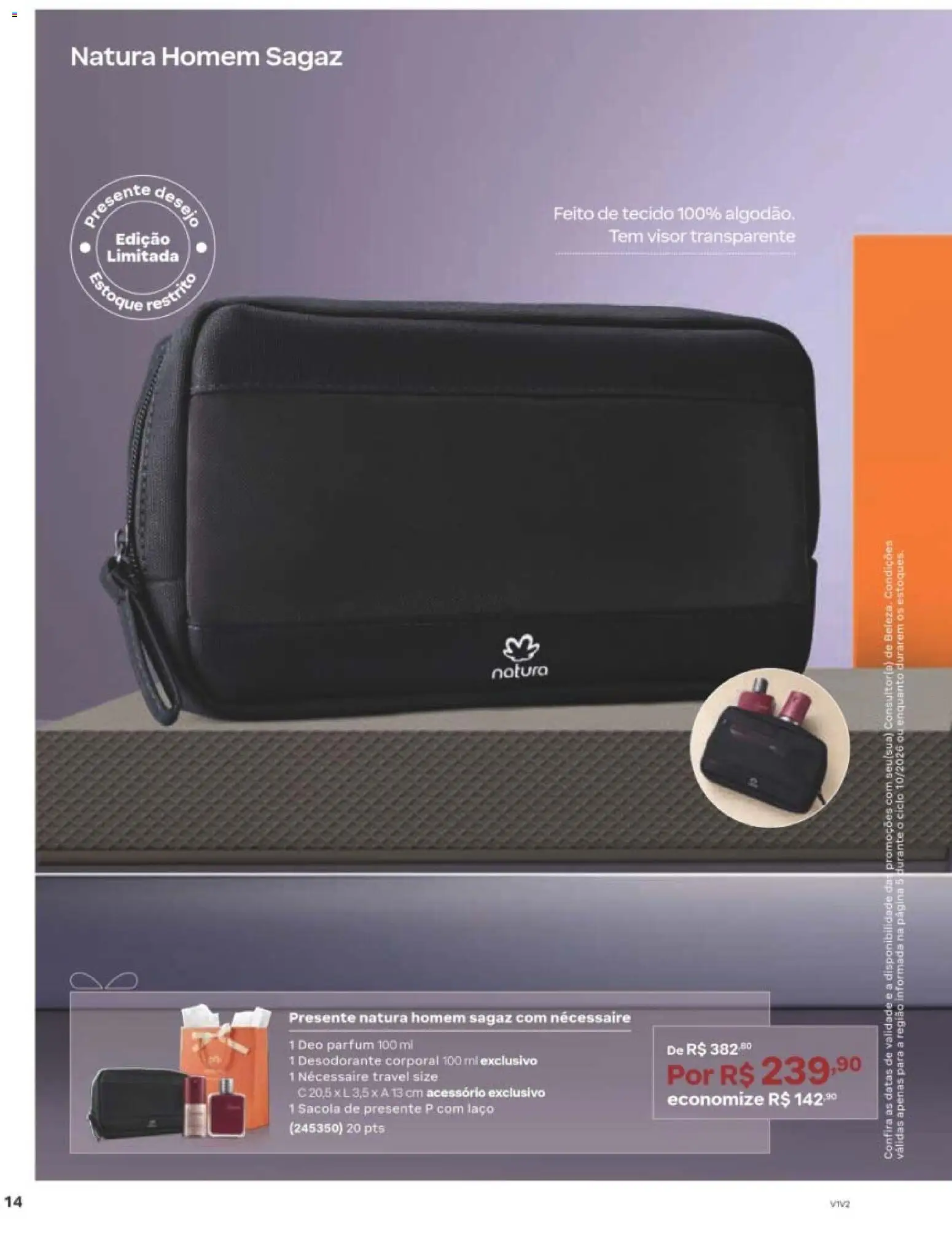 Natura Folheto - válido de 22/06/2026 | Página: 14 | Produtos: Desodorante, Necessaire, Tecido, Algodão