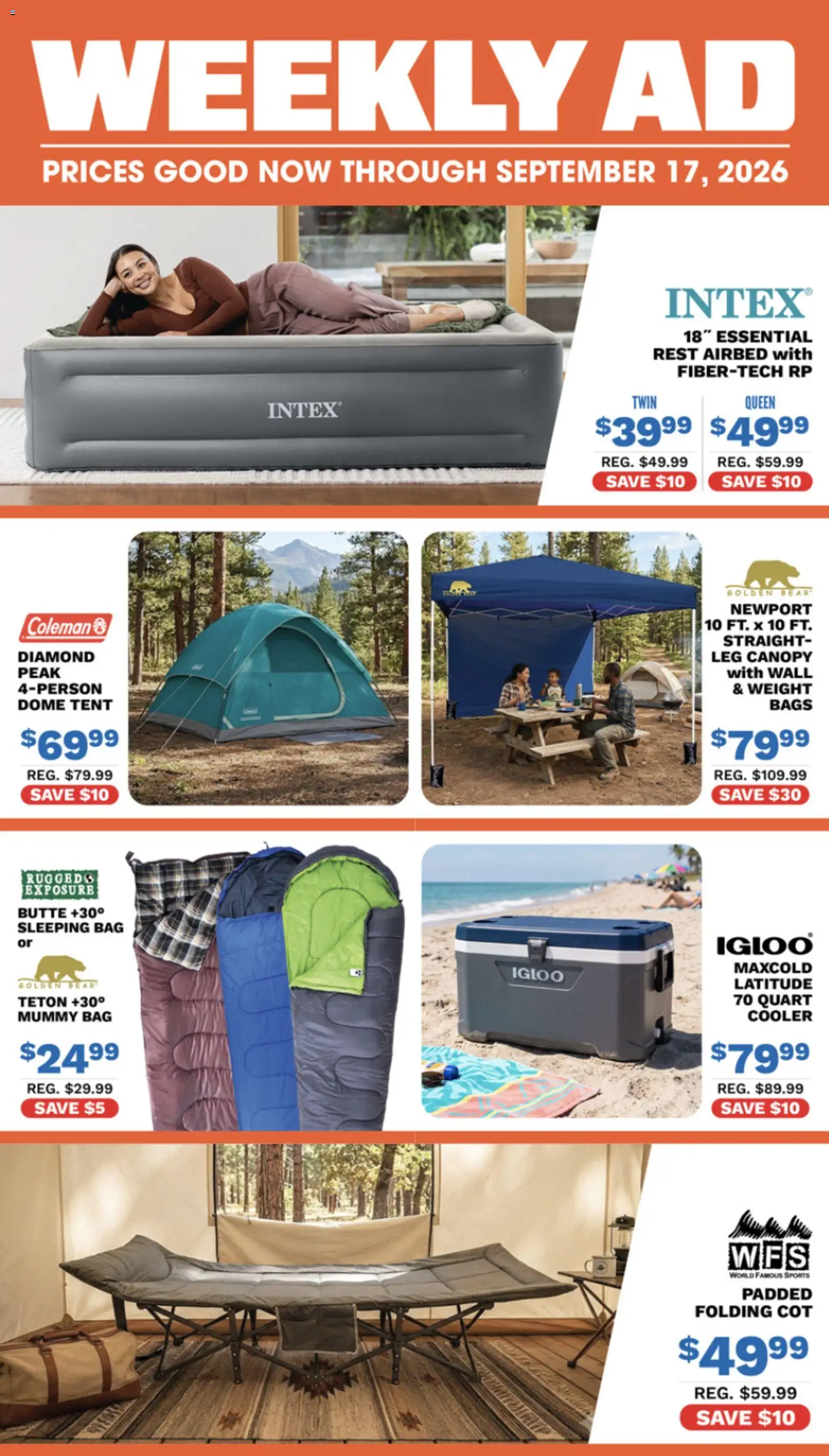 Big 5 Sporting Goods Weekly Ad - valid from 09/09/2026 | Page: 1 | Products: Tent, Bag, Weight