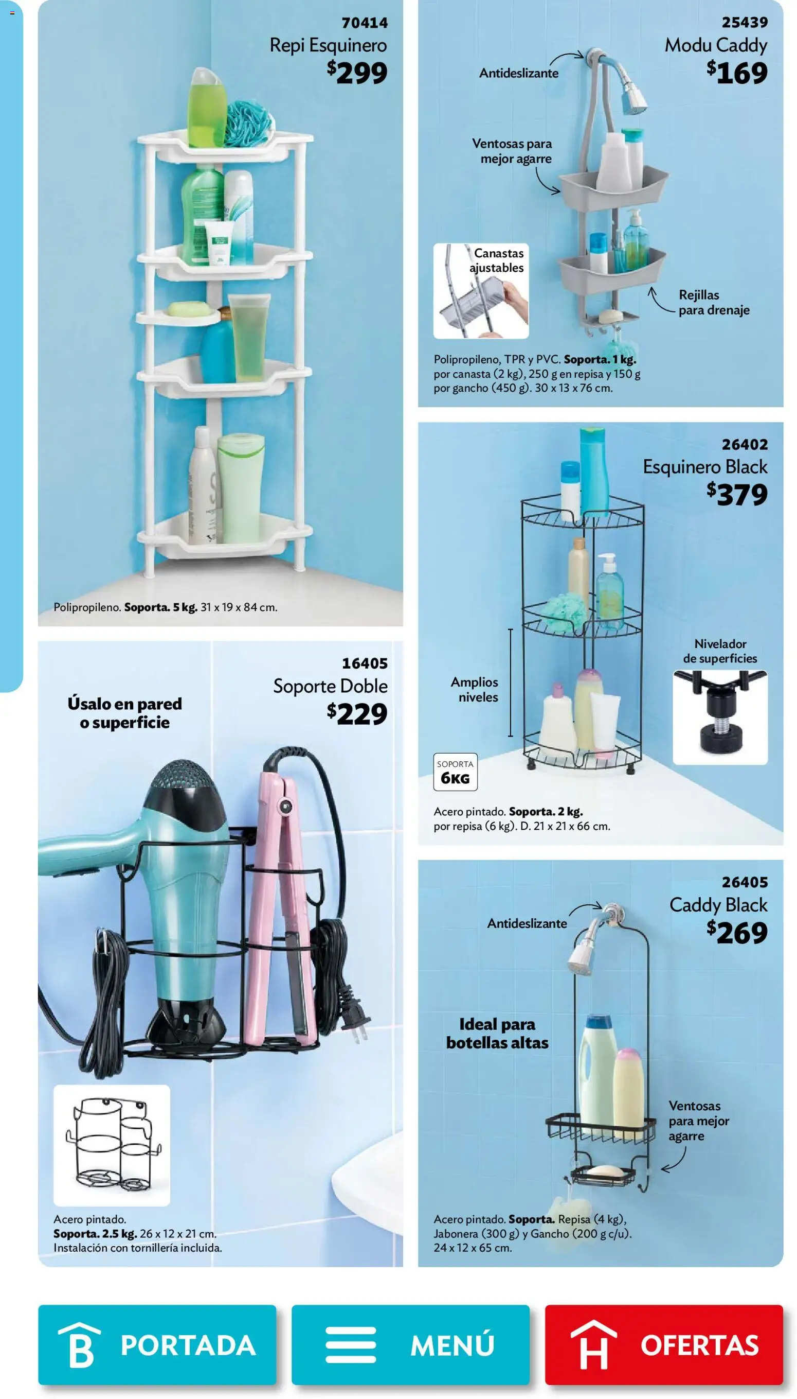 Nuevas ofertas de Betterware válidas en toda la República Mexicana desde el 31/08/2026. ¡Encuentra las mejores ofertas en Betterware campaña 9 2026! | Página: 84 | Productos: Repisa, Canasta, Jabonera