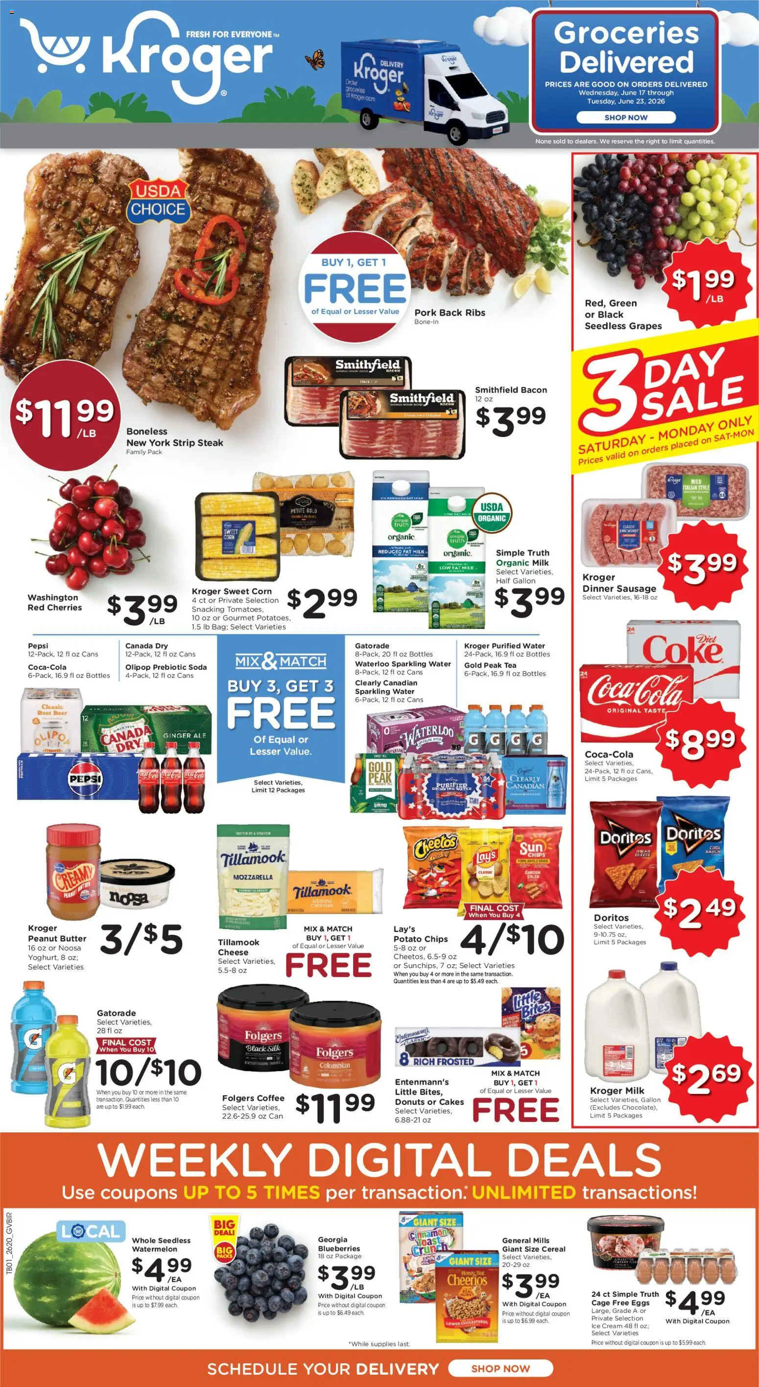Kroger Weekly Ad - valid from 17.06.2026 | Page: 1 | Products: Corn, Cherries, Ginger, Tea