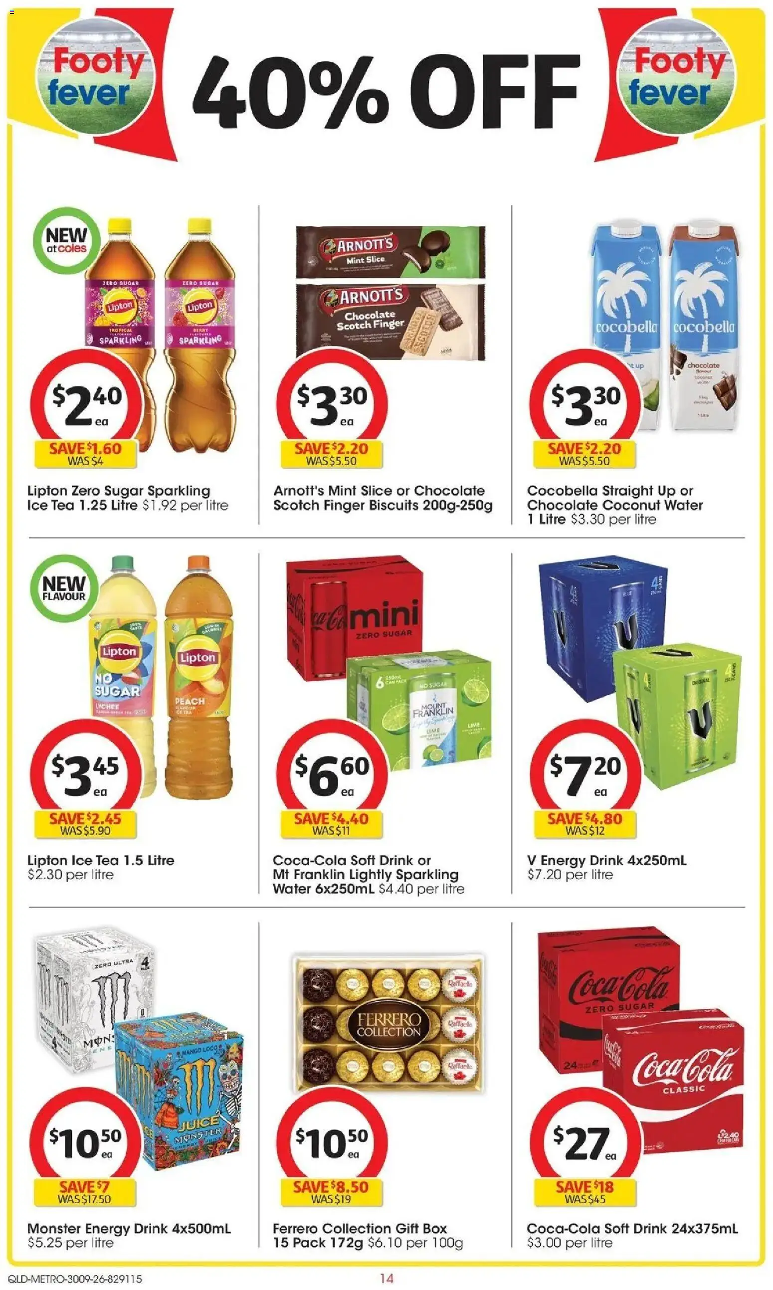 Coles catalogue - valid from 30/09/2026 | Page: 14 | Products: Energy drink, Water, Lime, Raffaello