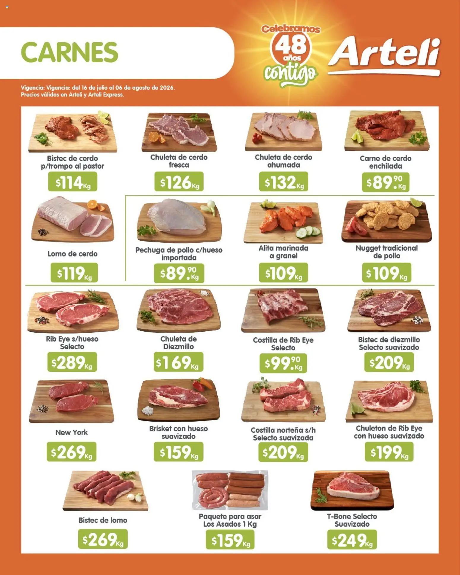 Nuevas ofertas de Arteli válidas en toda la República Mexicana desde el 16/07/2026. ¡Encuentra las mejores ofertas en Arteli folleto Quincenal! | Página: 9 | Productos: Pollo, Cerdo