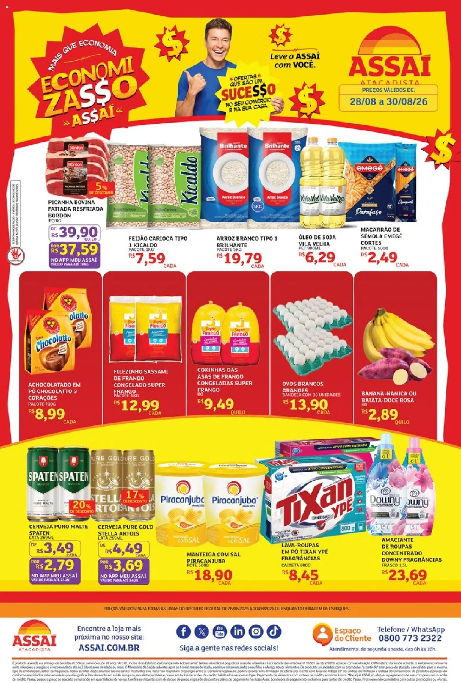 Assaí Atacadista Folheto - válido de 28/08/2026 | Página: 1 | Produtos: Pó, Achocolatado, Bebidas, Amaciante