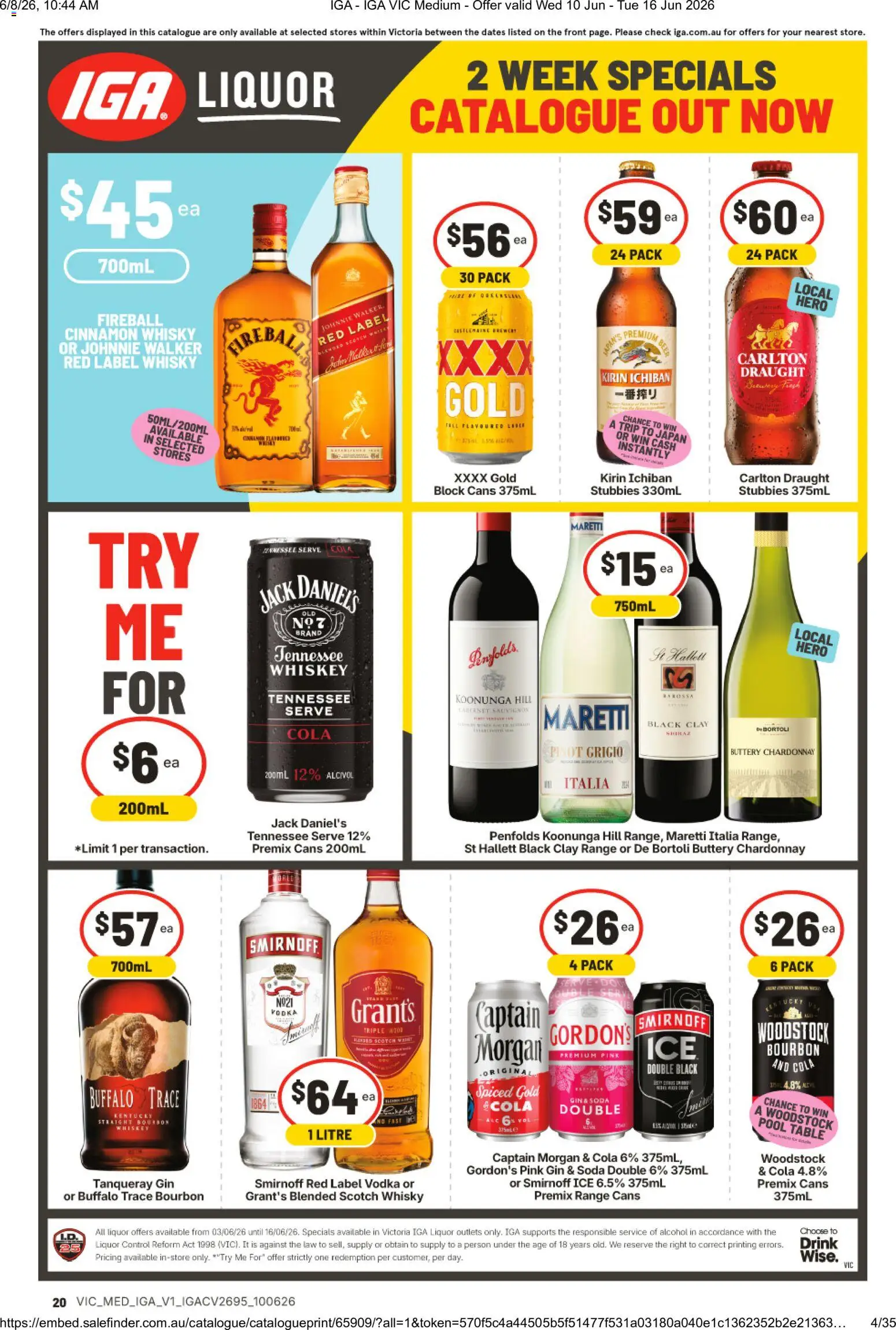 IGA catalogue - valid from 10.06.2026 | Page: 2 | Products: Beer, Bourbon, Gin, Whiskey