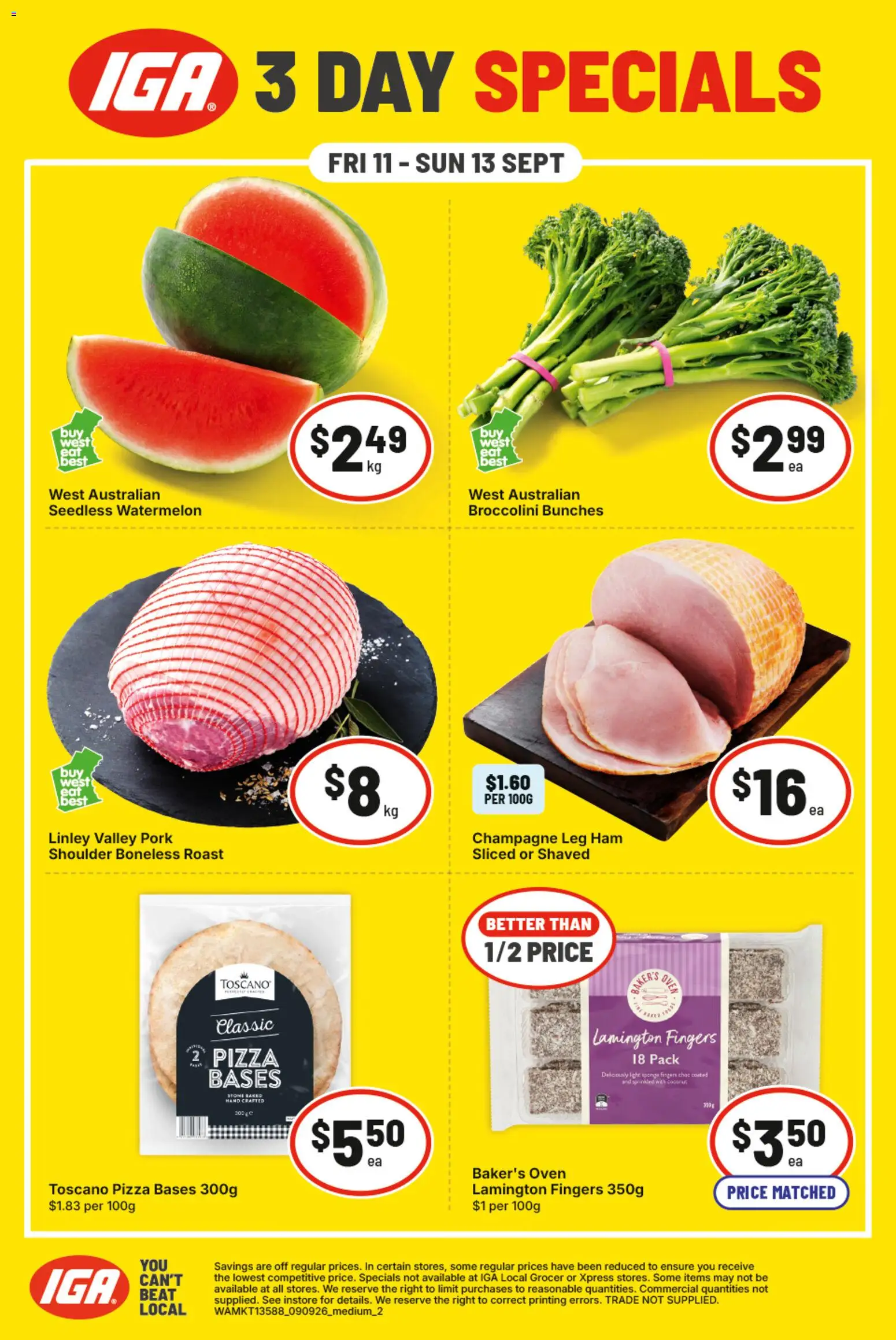 IGA catalogue - valid from 09/09/2026 | Page: 30 | Products: Pizza, Pork, Vest, Watermelon