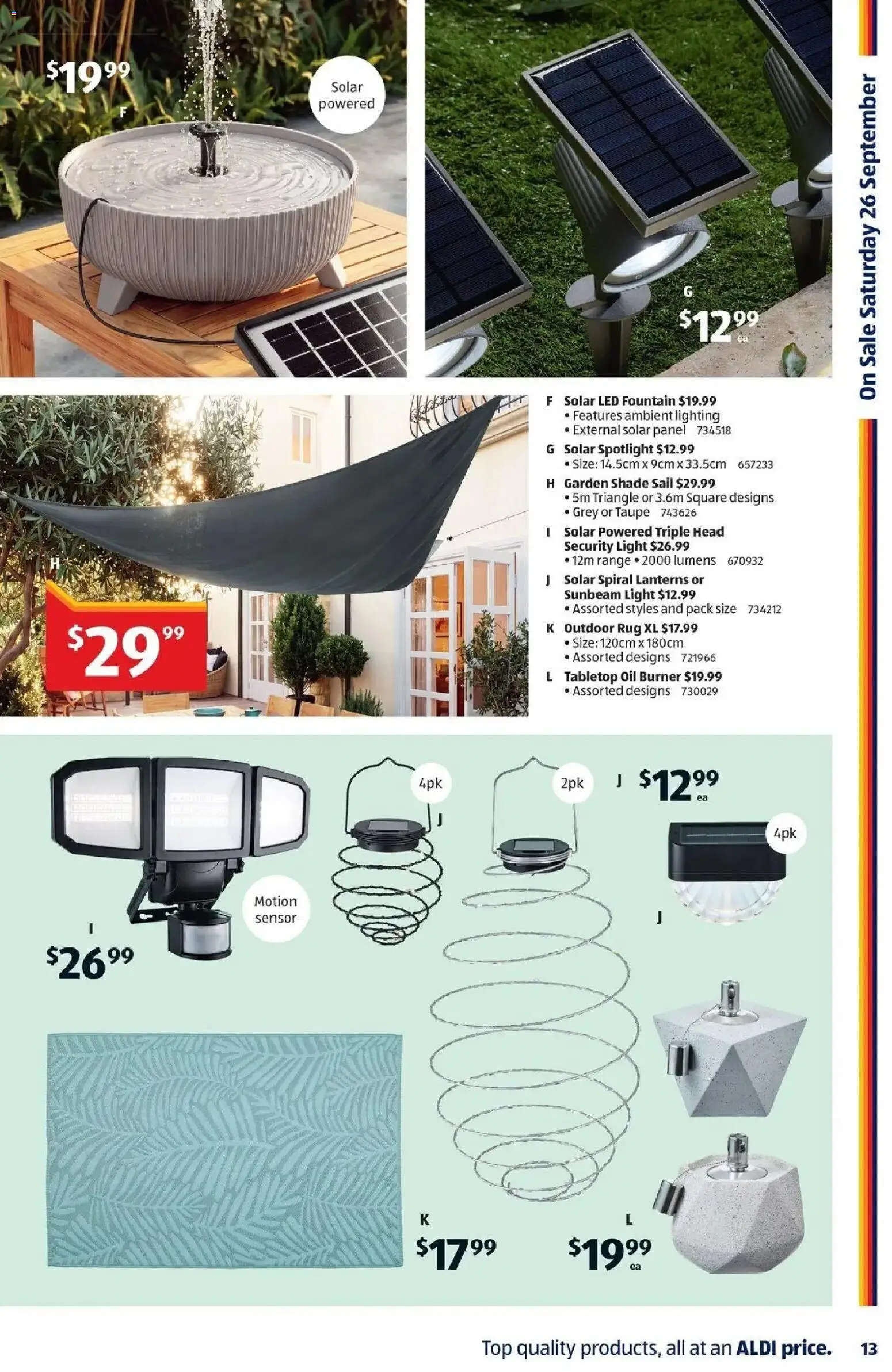 Aldi catalogue - valid from 23/09/2026 | Page: 13 | Products: Light, Oil, Lanterns, Lighting