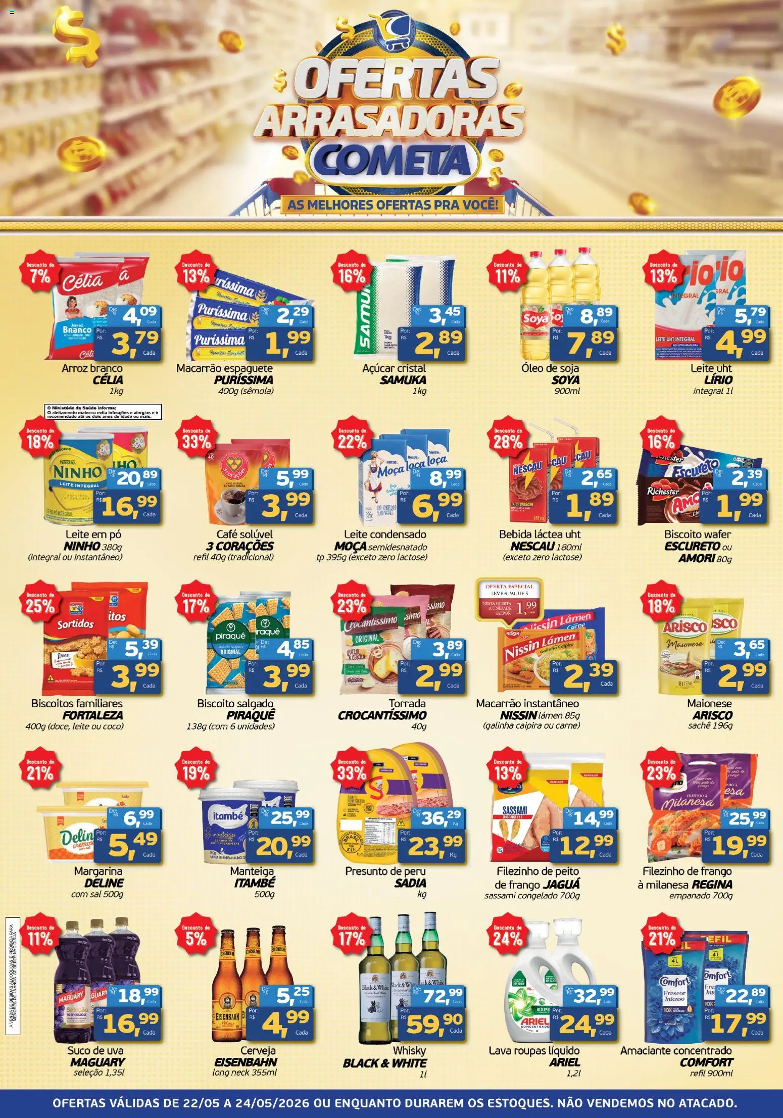 Cometa Supermercados Folheto - válido de 22.05.2026 | Página: 1 | Produtos: Café, Suco, Amaciante, Soja