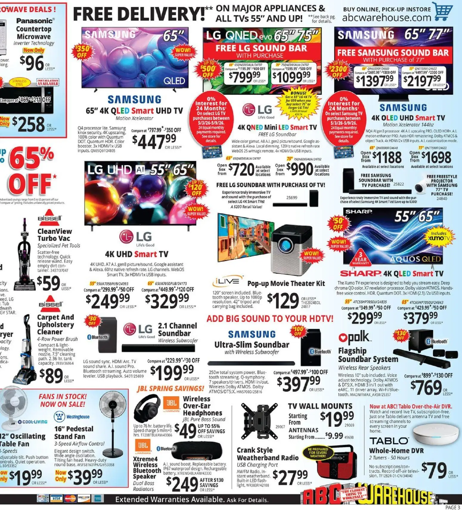 ABC Warehouse Weekly Ad - valid from 03.05.2026 | Page: 3 | Products: Sound Bar, Radio, Usb, Fan