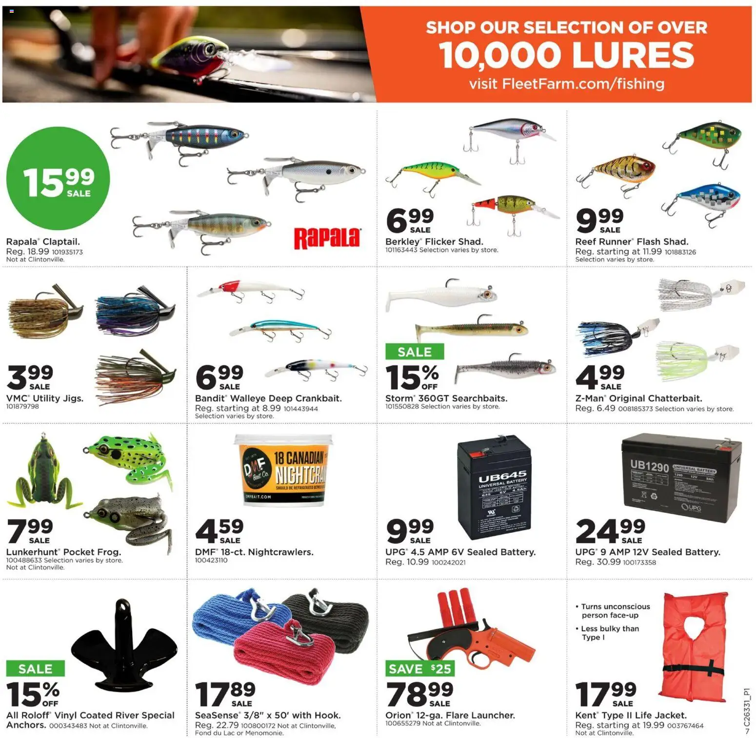 Mills Fleet Farm Weekly Ad - valid from 08/10/2026 | Page: 10 | Products: Battery, Bait