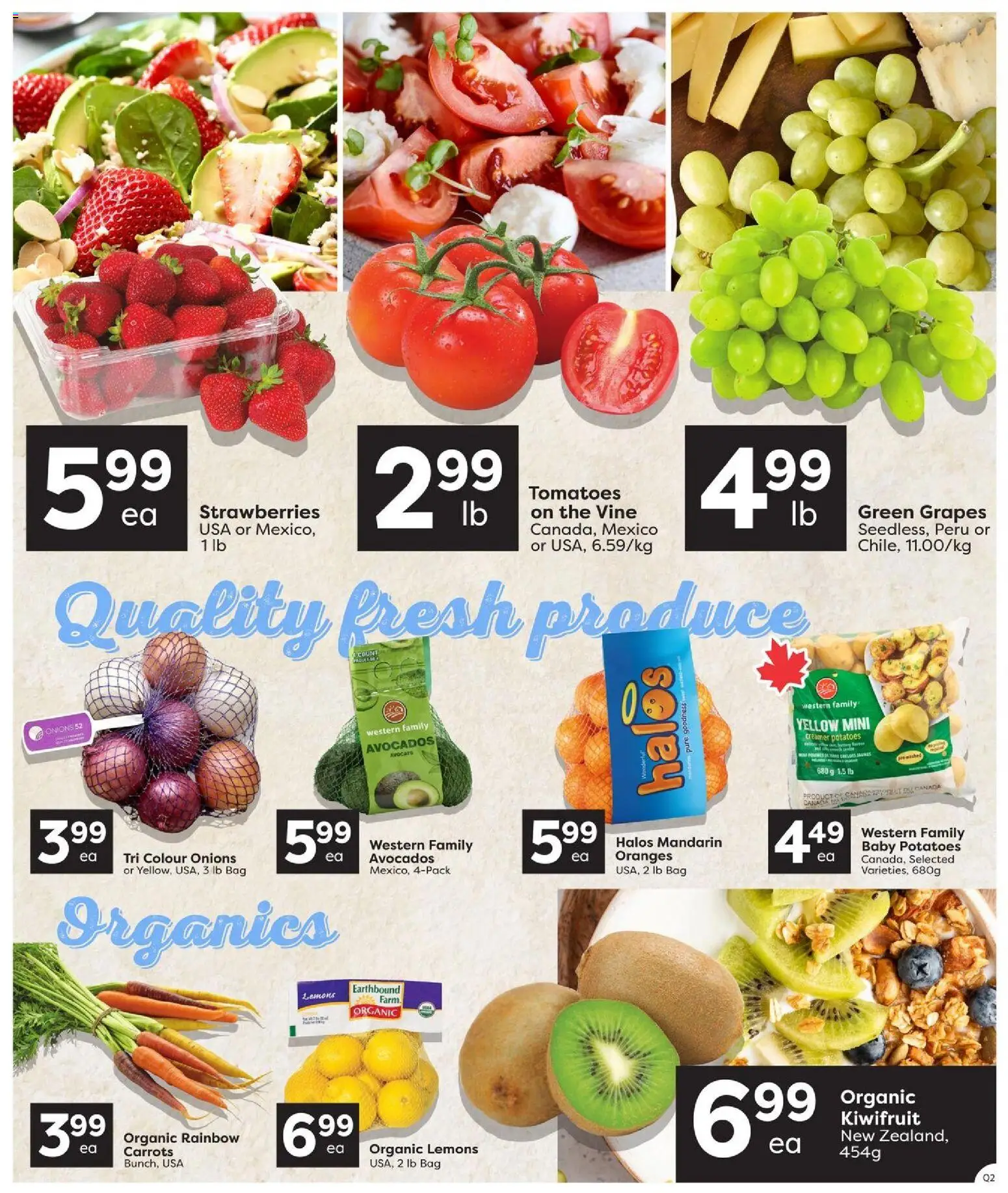 Quality Foods flyer valid from Jul 9, 2026 | Page: 2 | Products: Strawberries, Bag, Oranges, Tomatoes
