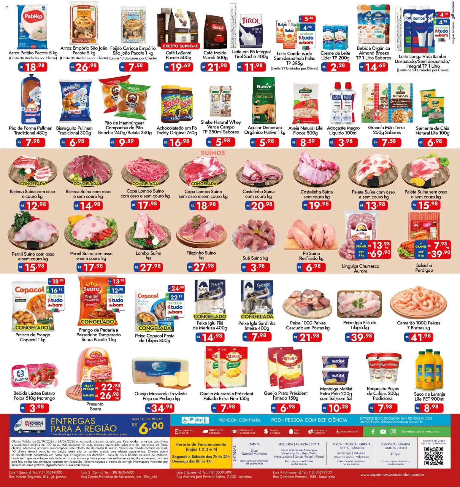 Supermercados Rondon Folheto - válido de 23/09/2026 | Página: 2 | Produtos: Leite longa vida, Chia, Pernil, Flocos