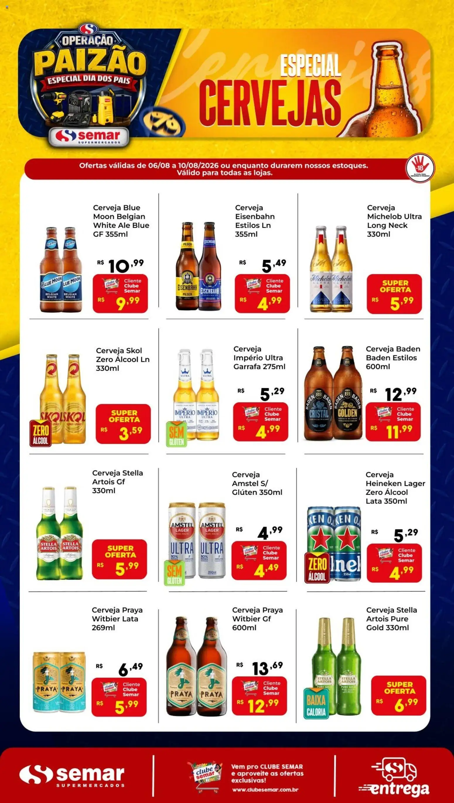 Semar Supermercado Folheto - válido de 06/08/2026 | Página: 1 | Produtos: Álcool, Eisenbahn, Cerveja, Heineken