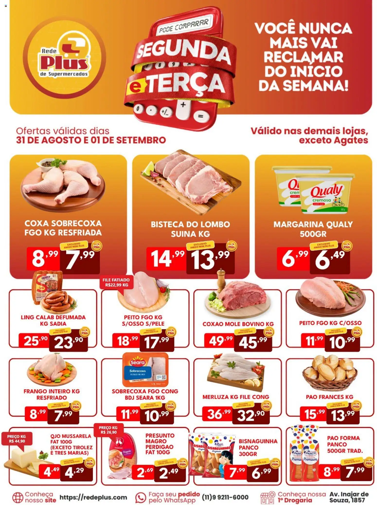 Rede Plus Supermercados Folheto - válido de 31/08/2026 | Página: 2 | Produtos: Coxão mole, Faca, Pão, Margarina