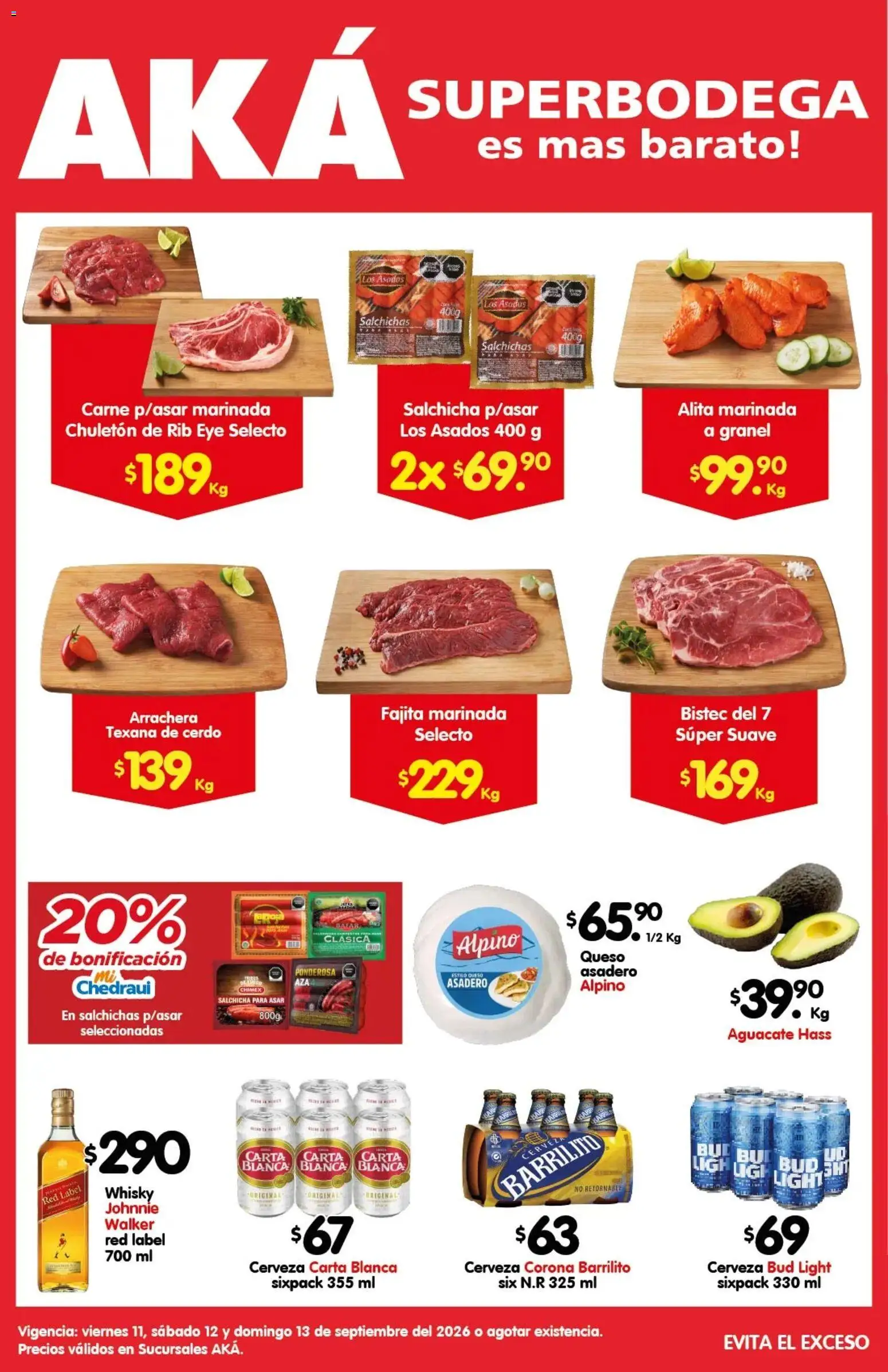 Nuevas ofertas de Arteli válidas en toda la República Mexicana desde el 11/09/2026. ¡Encuentra las mejores ofertas en Arteli folleto Carnita Asada Aká Superbodegas! | Página: 1 | Productos: Bistec, Queso, Carne, Salchichas