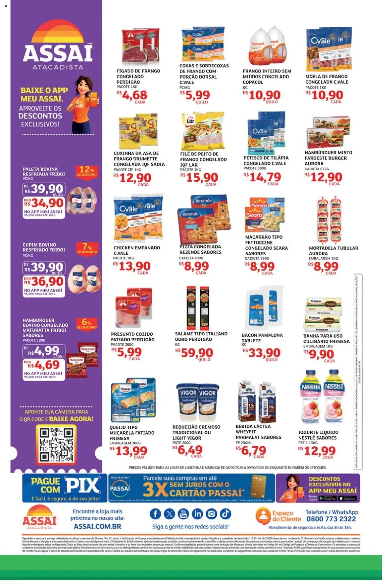 Assaí Atacadista Folheto - válido de 08/09/2026 | Página: 2 | Produtos: Pizza, Mortadela, Muçarela, Câmera