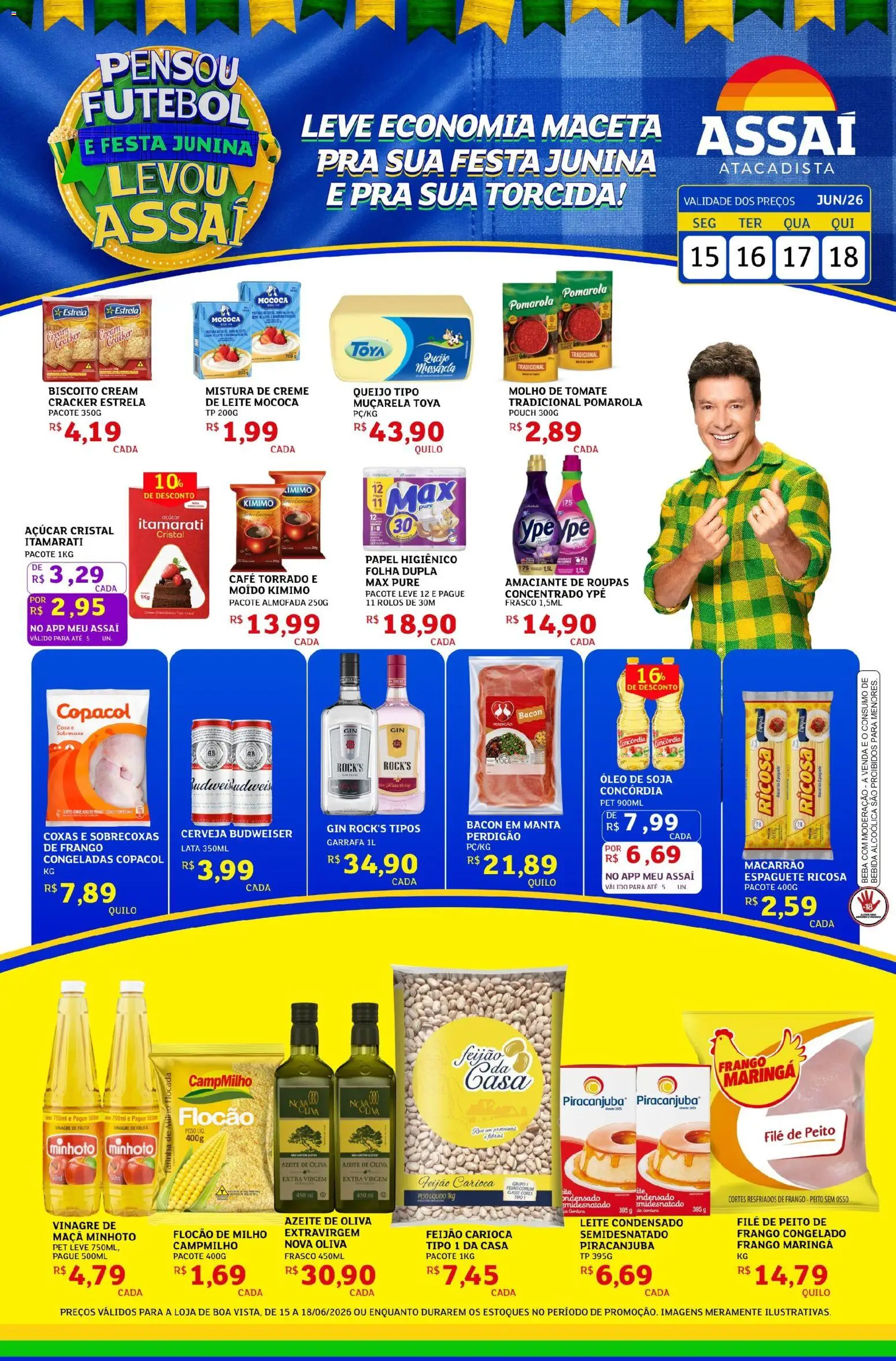 Assaí Atacadista Folheto - válido de 15.06.2026 | Página: 1 | Produtos: Muçarela, Bebida, Frango, Cream cracker