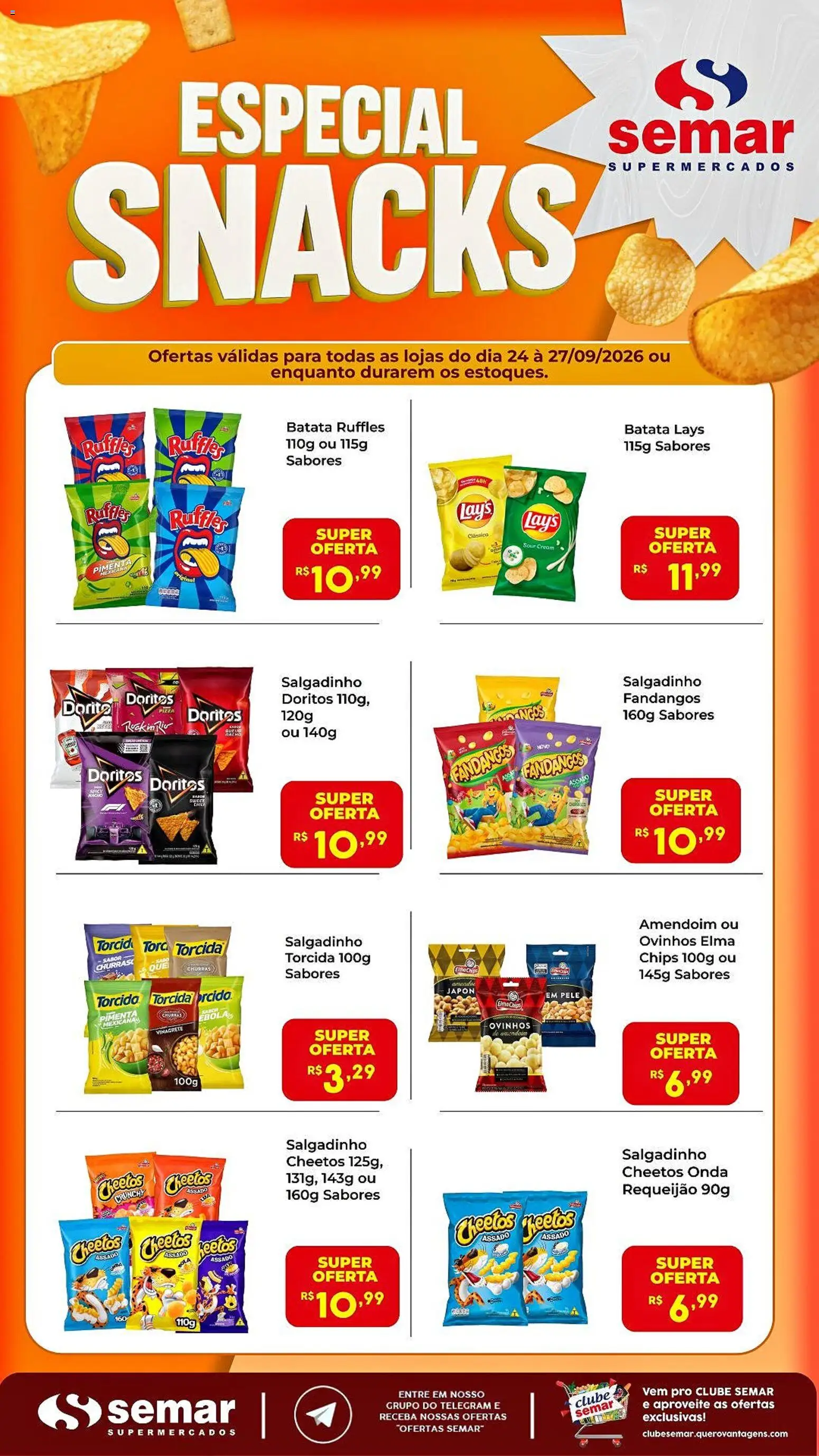 Semar Supermercado Folheto - válido de 24/09/2026 | Página: 1 | Produtos: Amendoim, Pimenta, Elma Chips, Pizza