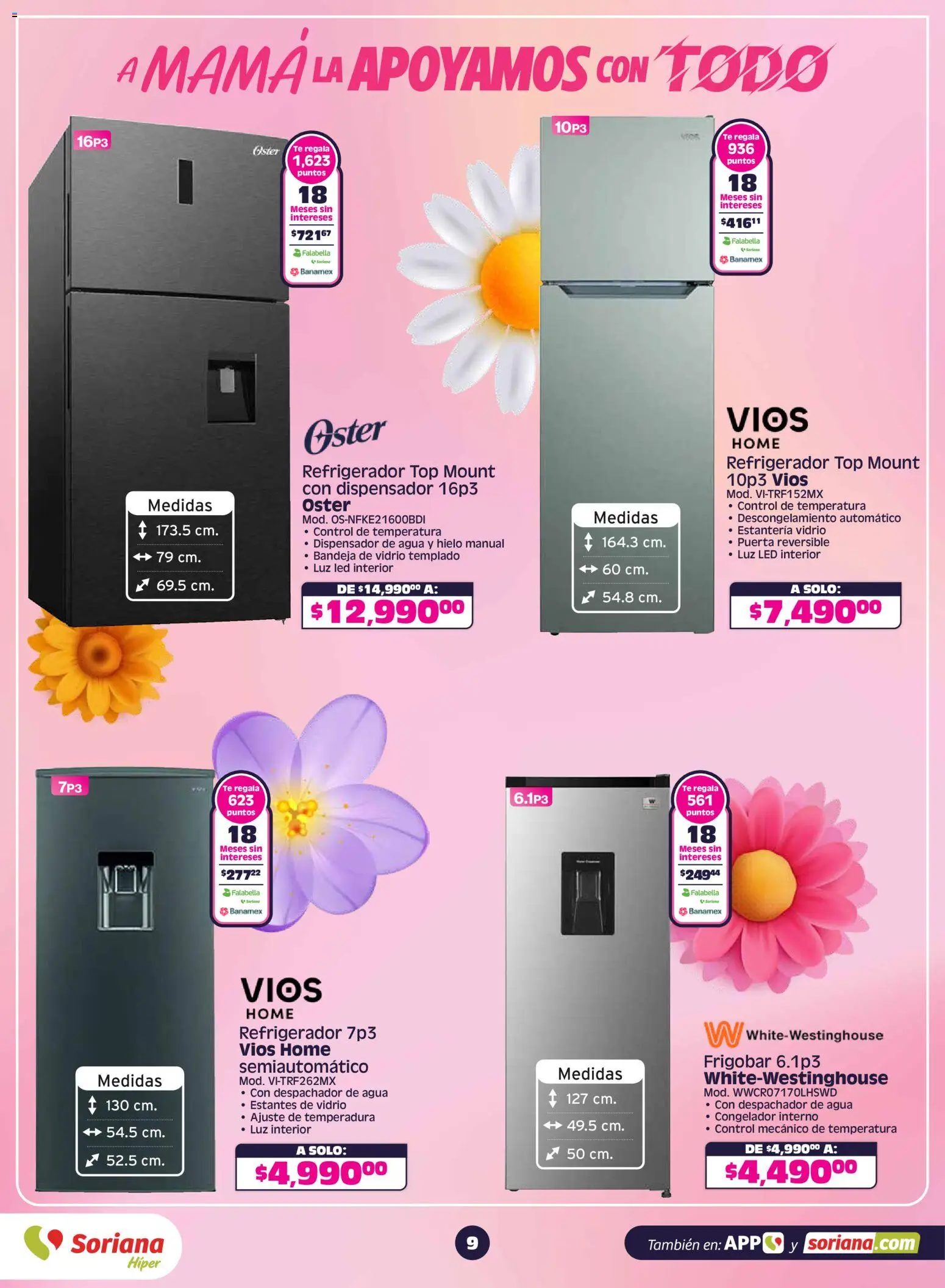 Nuevas ofertas de Soriana válidas en toda la República Mexicana desde el 30.04.2026. ¡Encuentra las mejores ofertas en Soriana folleto! | Página: 10 | Productos: Refrigerador, Frigobar, Estantes, Té