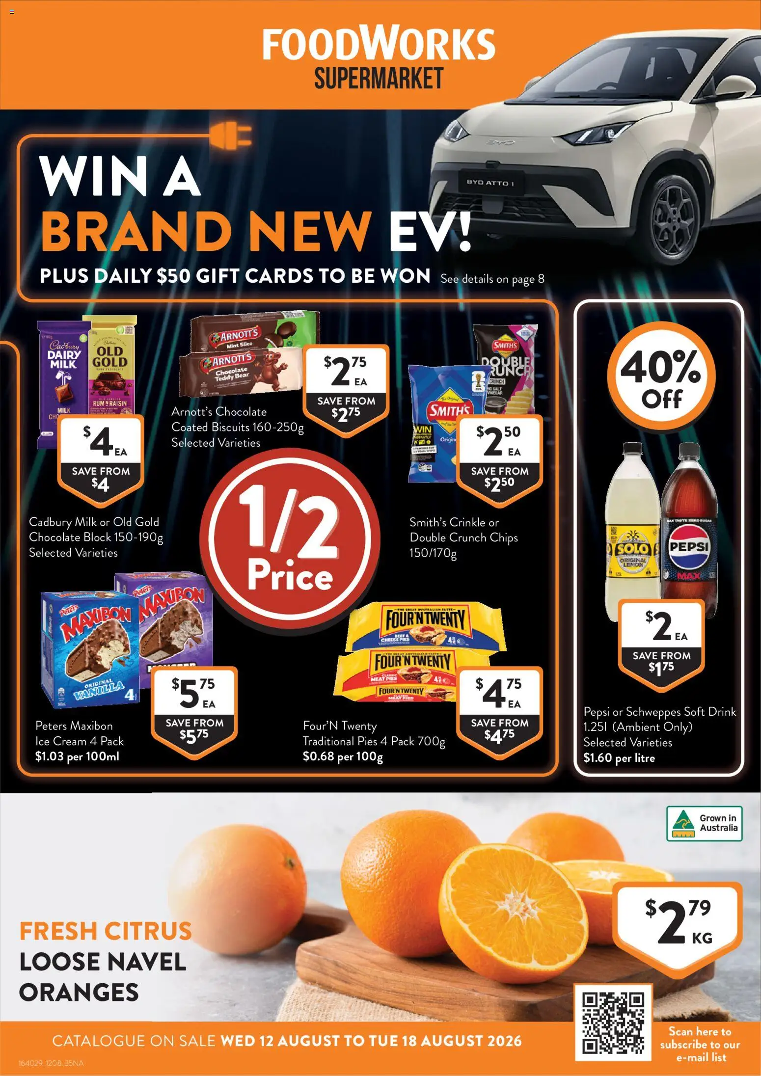 Foodworks catalogue - valid from 12/08/2026 | Page: 1 | Products: Chocolate, Chips, Pants, Ice