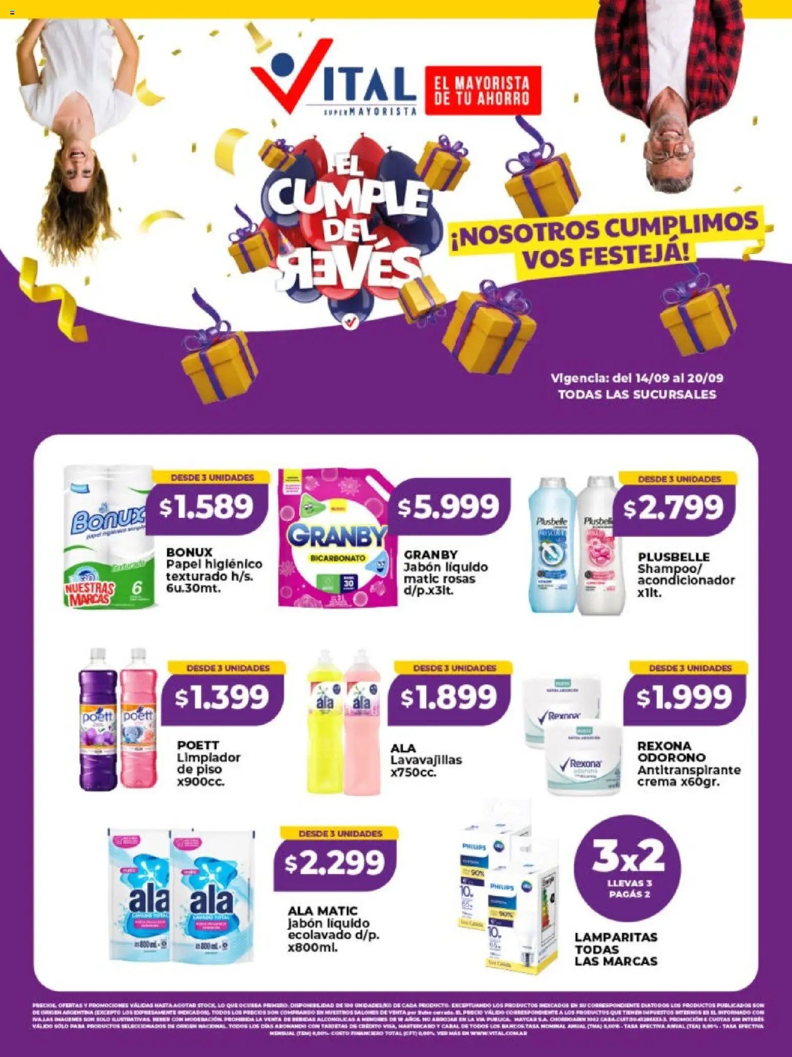 Vital - Especial cumpleaños Vital │ válido desde el 14/09/2026 | Página: 2 | Productos: Papel higiénico, Acondicionador, Antitranspirante, Limpiador