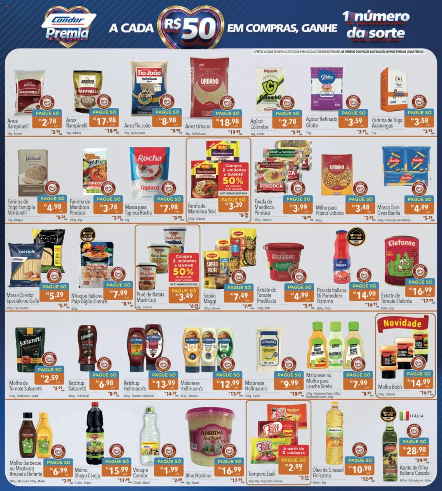 Supermercados Condor Folheto - válido de 06.04.2026 | Página: 2 | Produtos: Vinagre, Arroz, Batata, Azeite