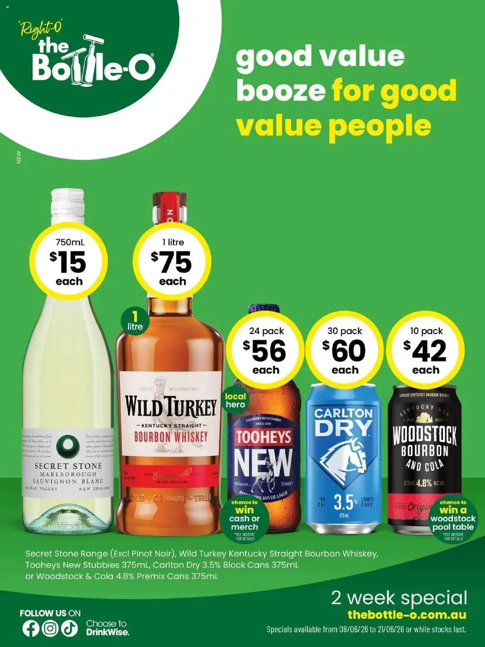 The Bottle-O catalogue - valid from 08/06/2026 | Page: 1 | Products: Table, Bourbon, Whiskey, Turkey
