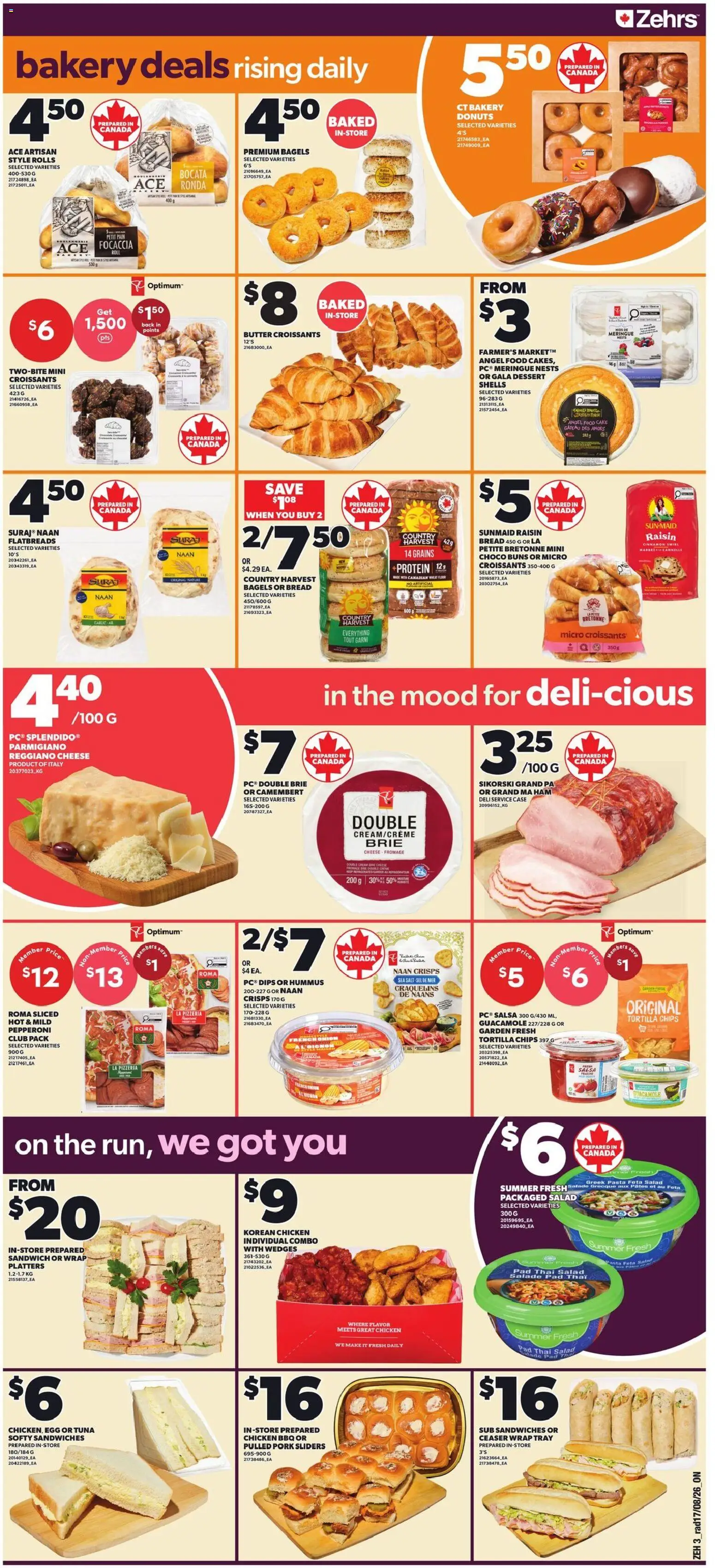 Zehrs flyer valid from Aug 20, 2026 | Page: 4 | Products: Salad, Butter, Chicken, Focaccia