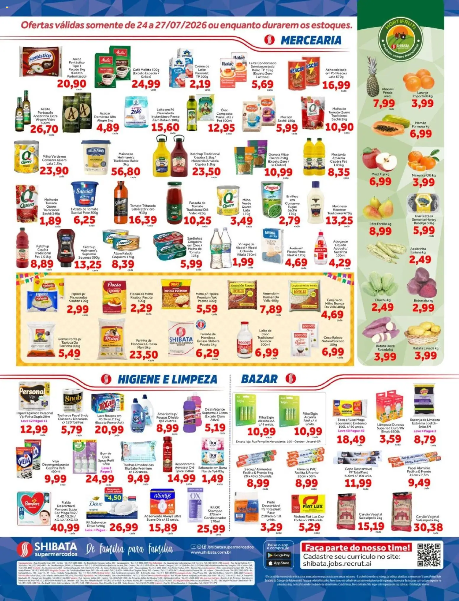 Shibata Folheto - válido de 24/07/2026 | Página: 2 | Produtos: Pampers, Faca, Granola, Absorvente