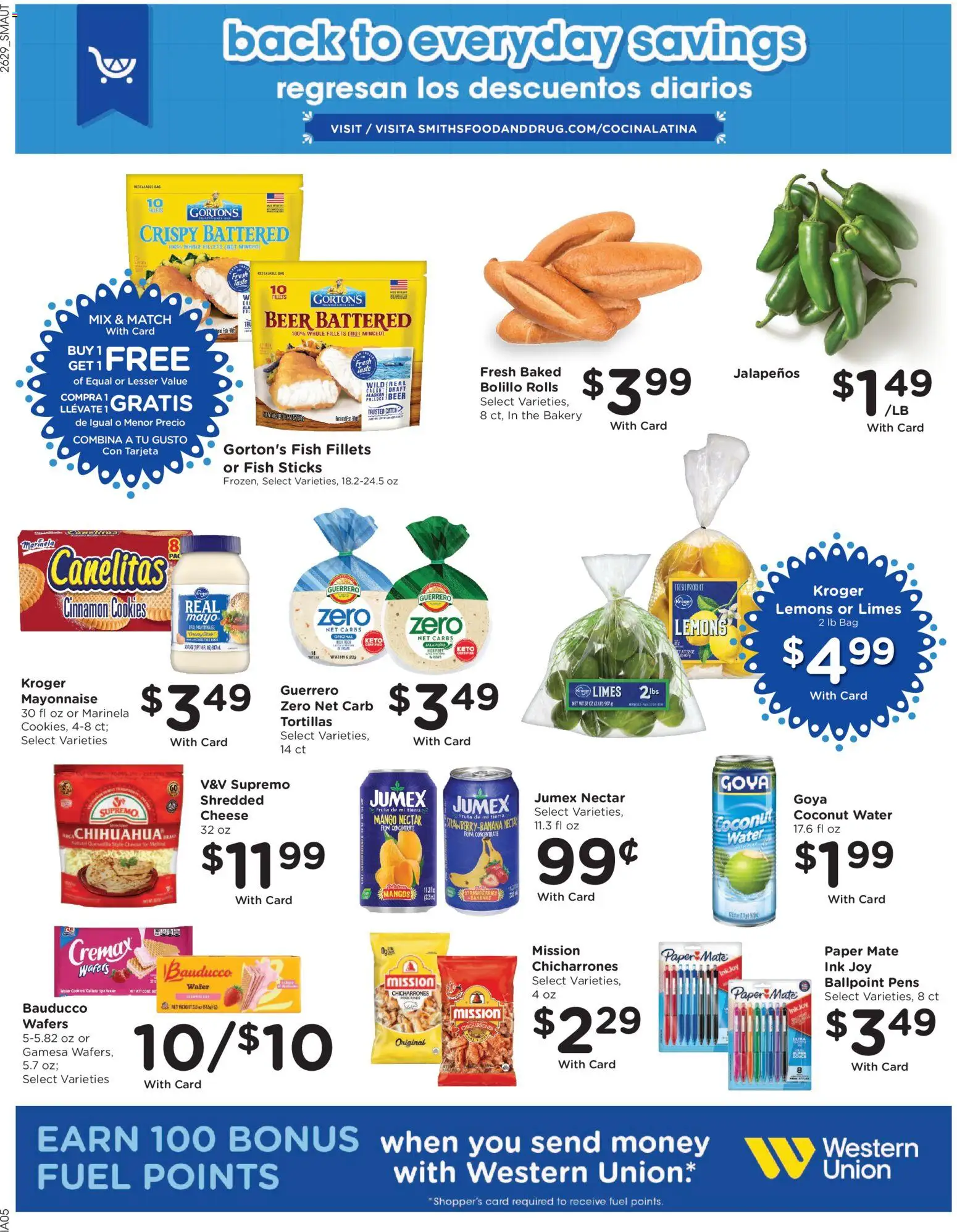 Smith's Weekly Ad - valid from 08/19/2026 | Page: 12 | Products: Water, Mayonnaise, Tortillas, Mango