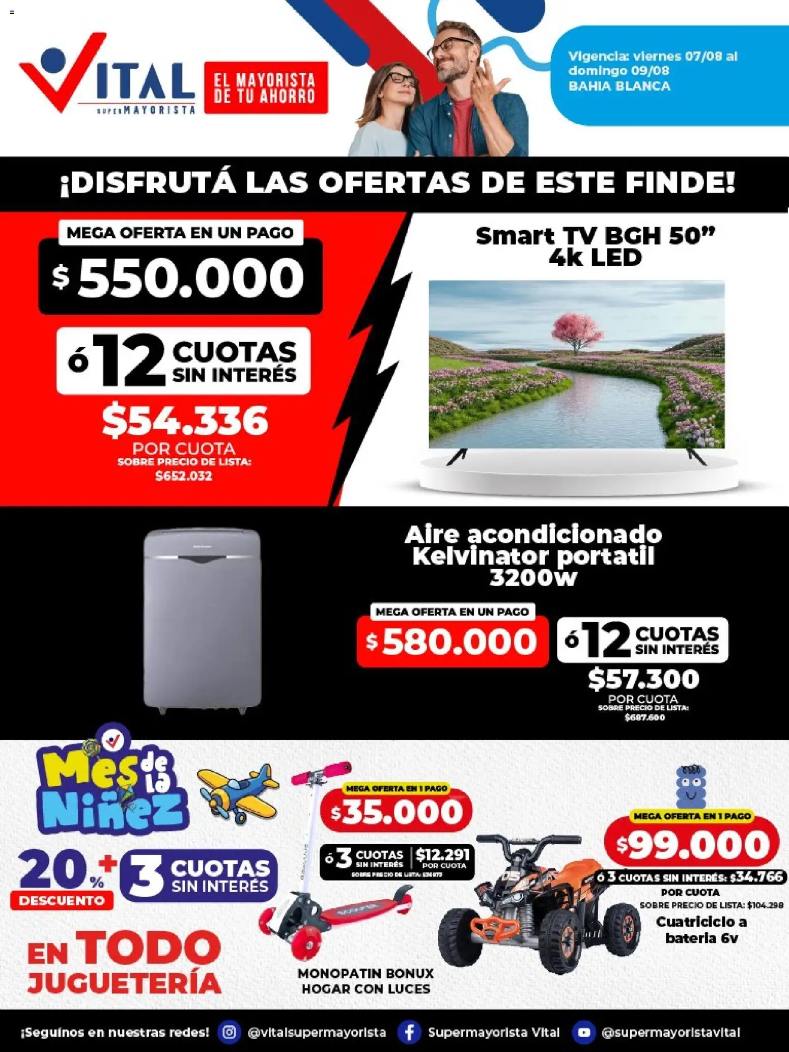 Vital - Ofertas fin Bahia Blanca │ válido desde el 07/08/2026 | Página: 1 | Productos: Monopatin, Aire acondicionado, Sobre, Batería